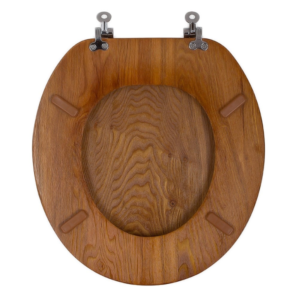 Asiento de baño redondo de chapa de roble de origen del proyecto