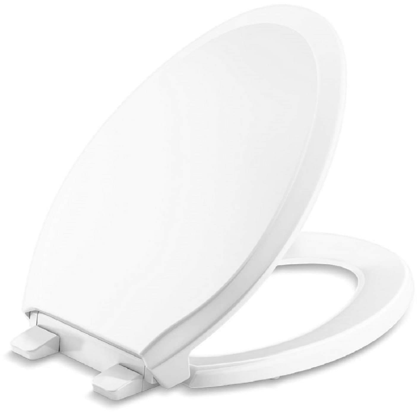 Asiento de inodoro alargado de cierre suave de plástico blanco KOHLER 4734-RL-0