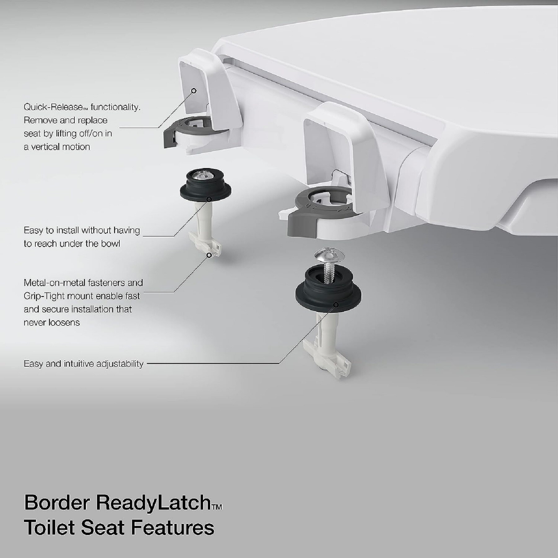 Asiento de inodoro alargado de cierre suave de plástico blanco KOHLER 4734-RL-0