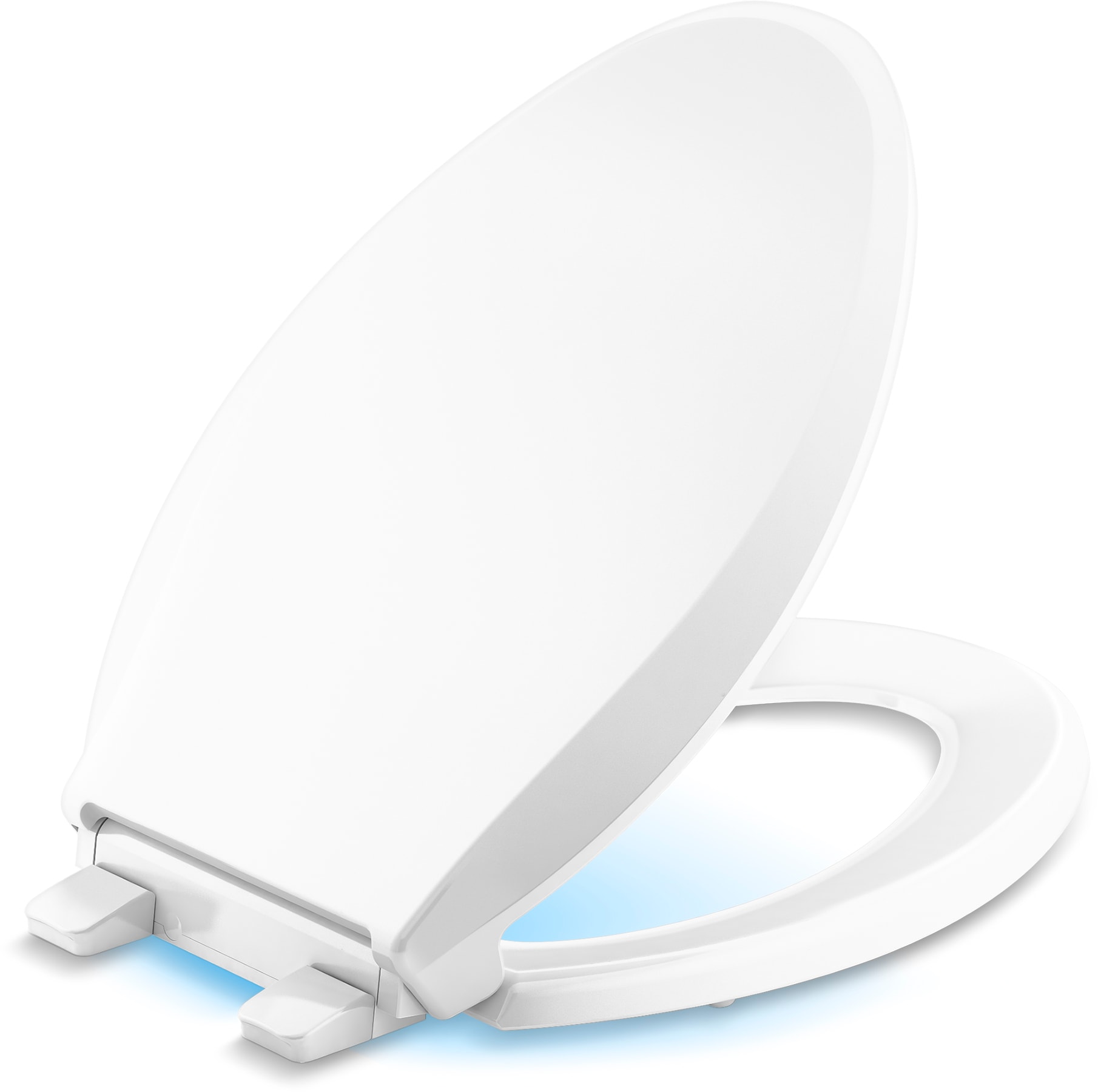 Asiento de inodoro alargado de plástico blanco con cierre suave Cachet de KOHLER K-75796-RL-0