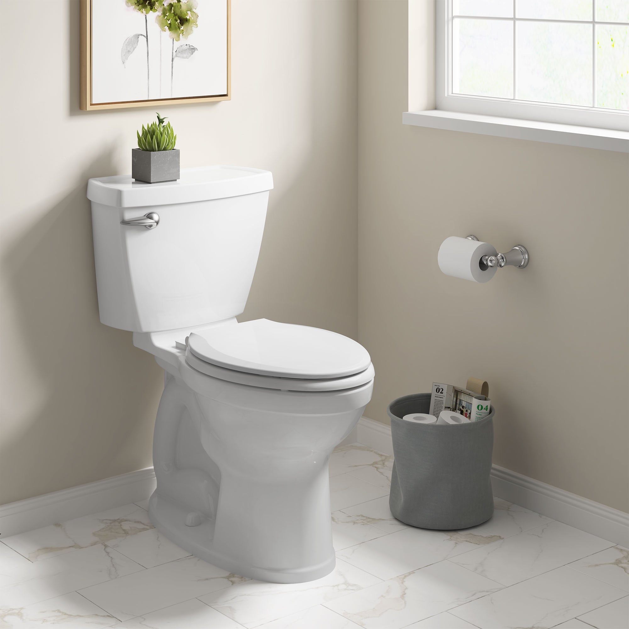Asiento de baño alargado de madera en blanco suave con cierre lento Bedminster de American Standard 5269A65DL.020