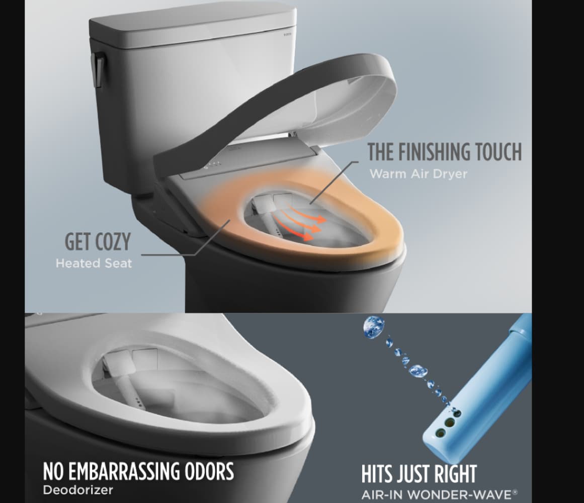 Asiento de inodoro con bidet eléctrico y calefacción, redondo, de plástico en color blanco algodón de TOTO WASHLET SW4725-01