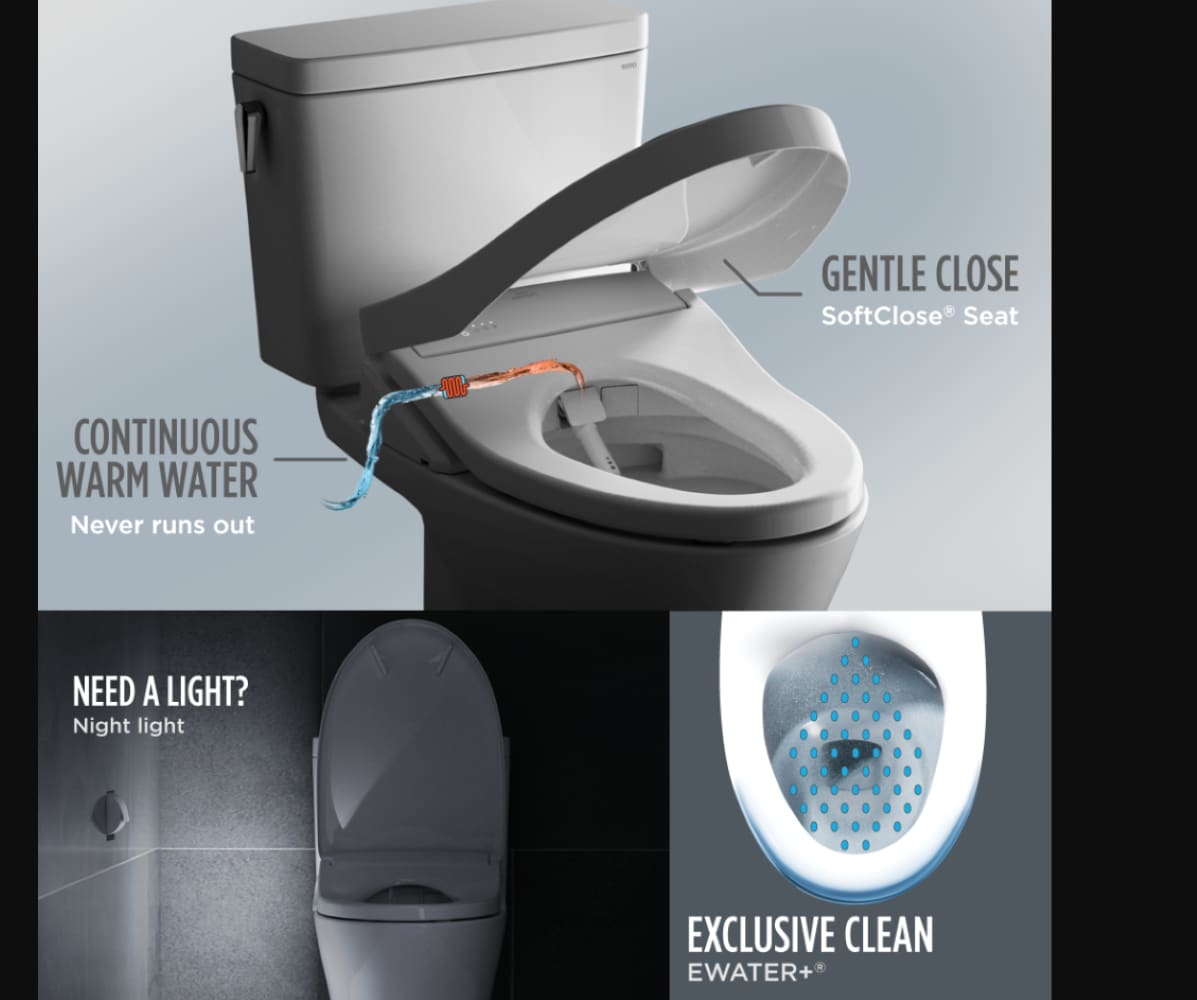 Asiento de inodoro con bidet eléctrico y calefacción, redondo, de plástico en color blanco algodón de TOTO WASHLET SW4725-01