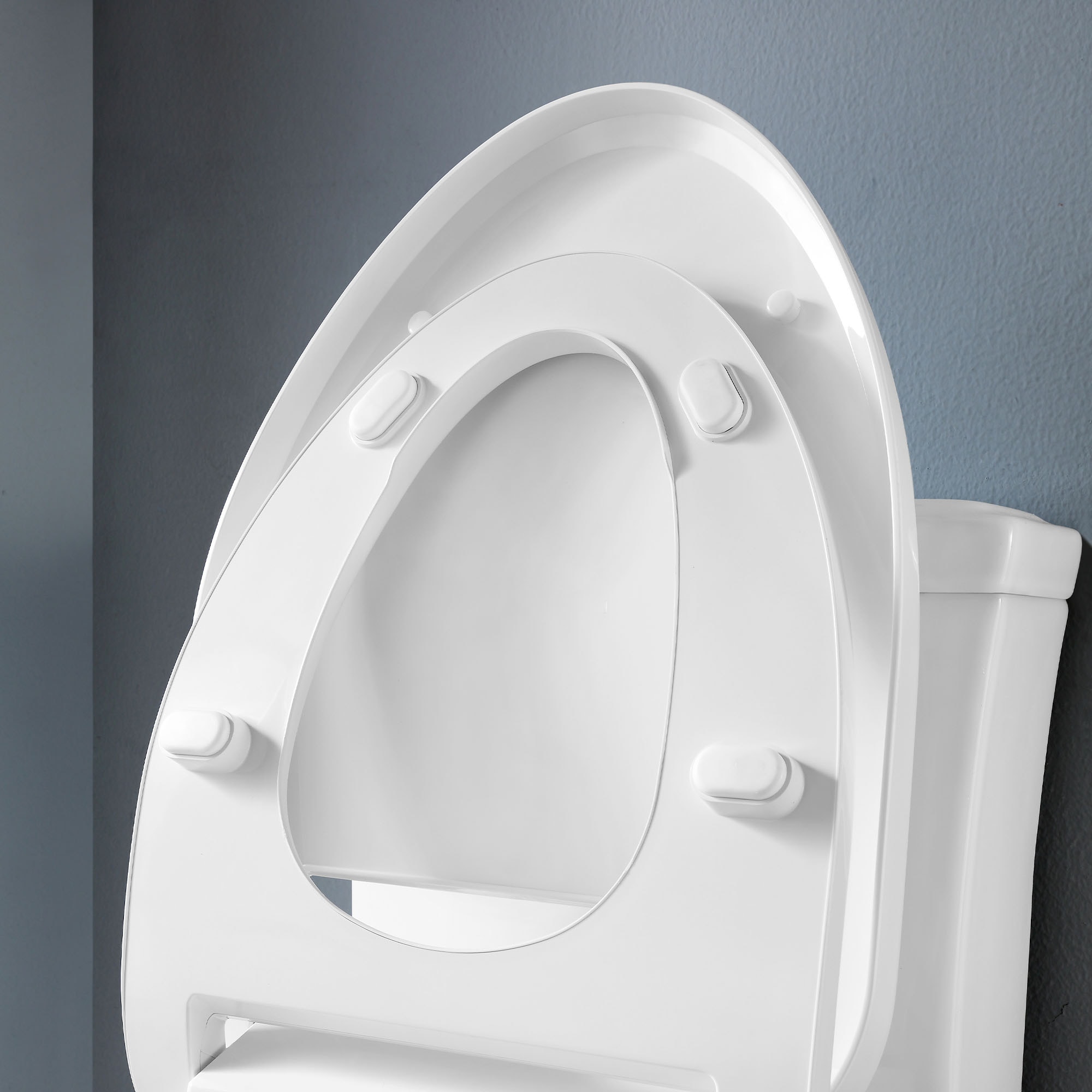 Asiento de Inodoro Calentado alargado de plástico blanco suave inteligente con cierre suave OVE Decors Calero-STS