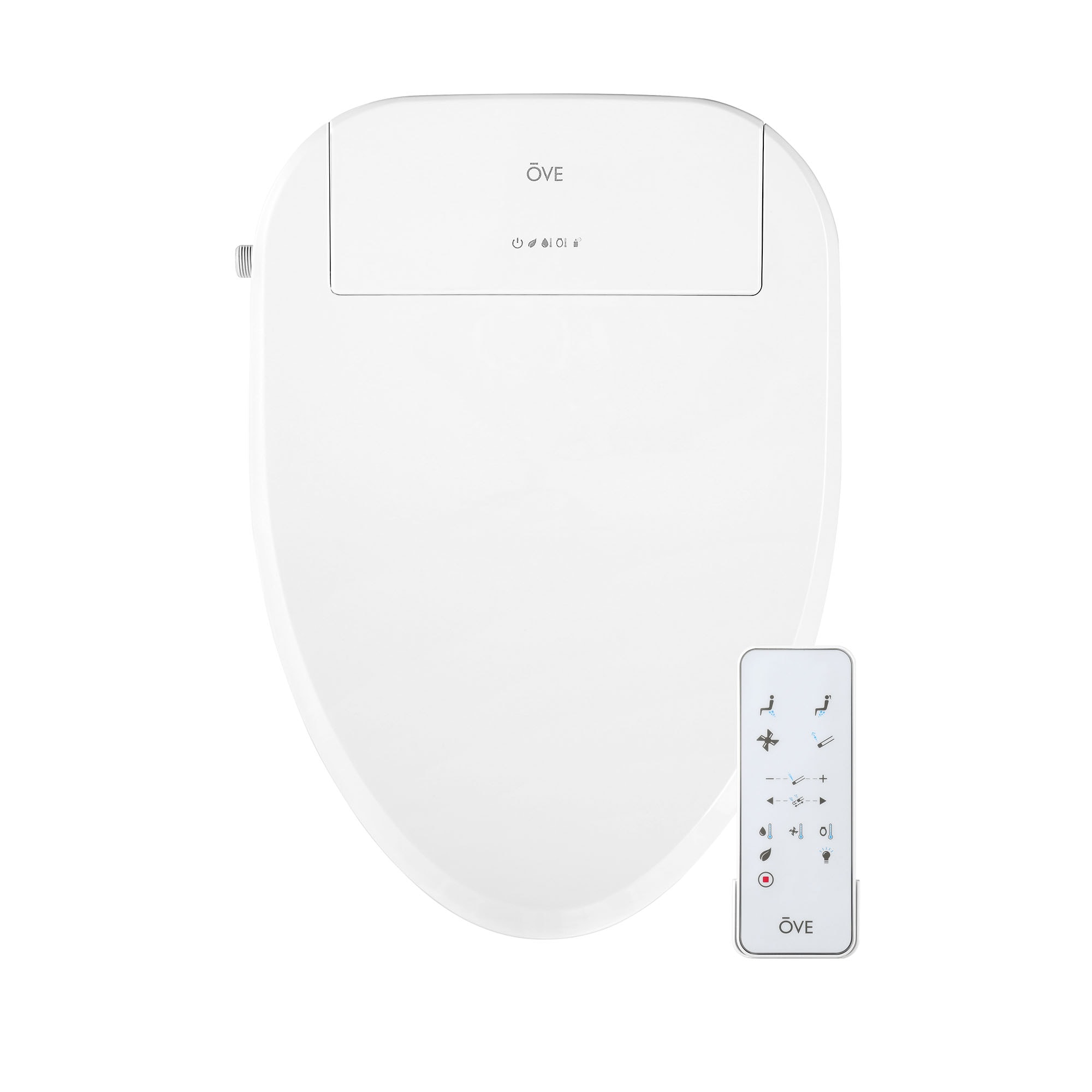 Asiento de Inodoro Calentado alargado de plástico blanco suave inteligente con cierre suave OVE Decors Calero-STS