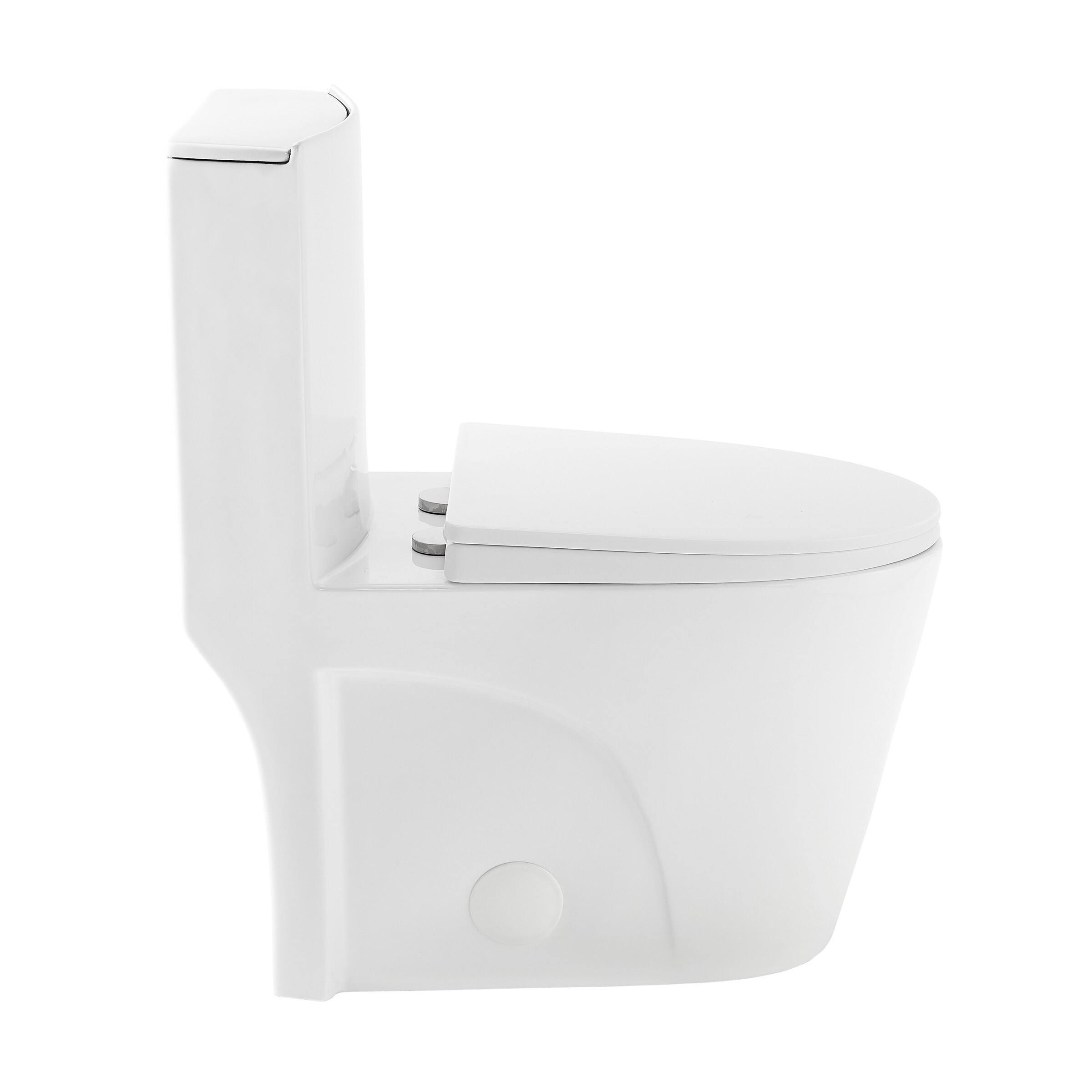 Asiento de baño redondo de plástico blanco brillante con cierre suave de Swiss Madison SM-25-TSANG03WH