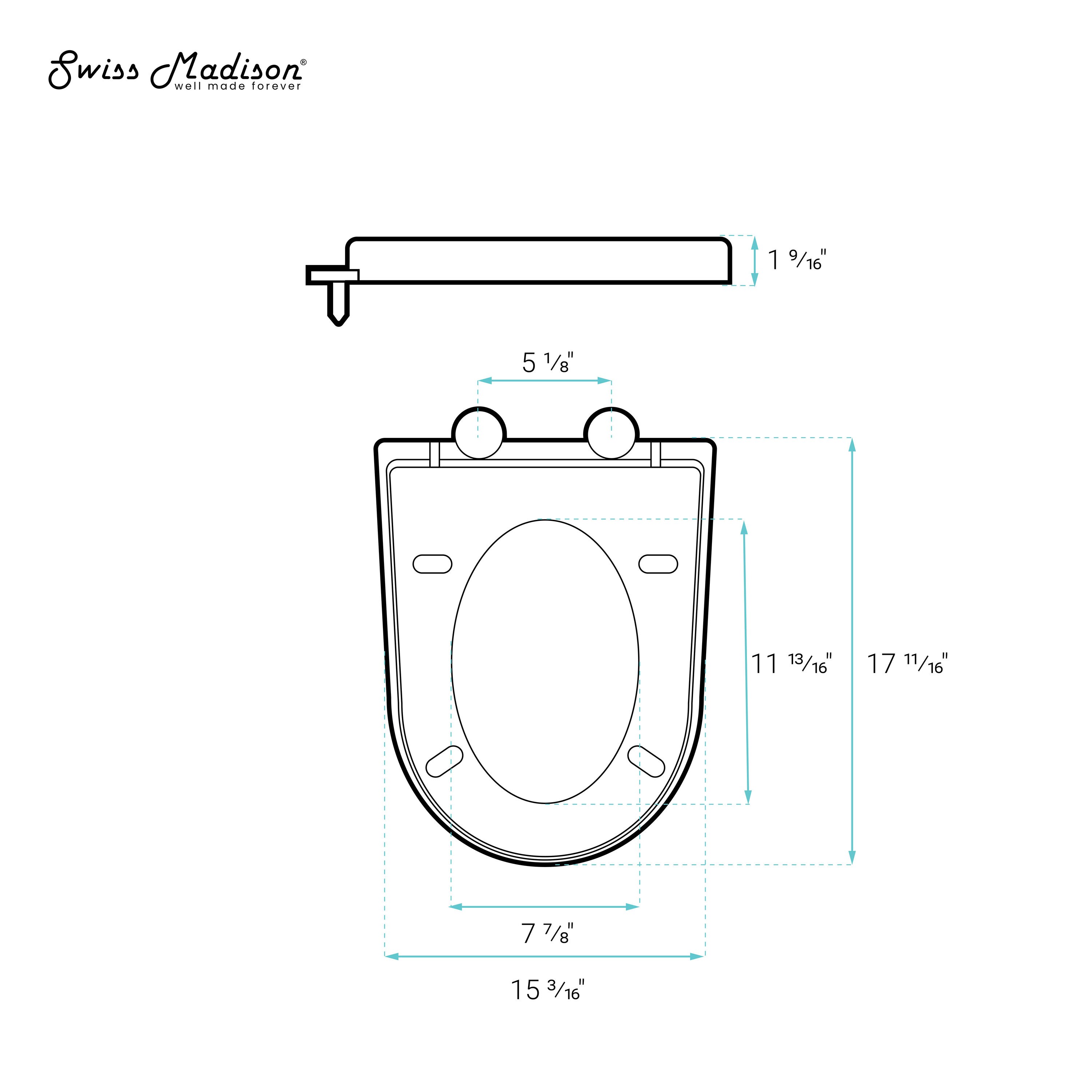 Asiento de baño redondo de plástico blanco brillante con cierre suave de Swiss Madison SM-25-TSANG03WH