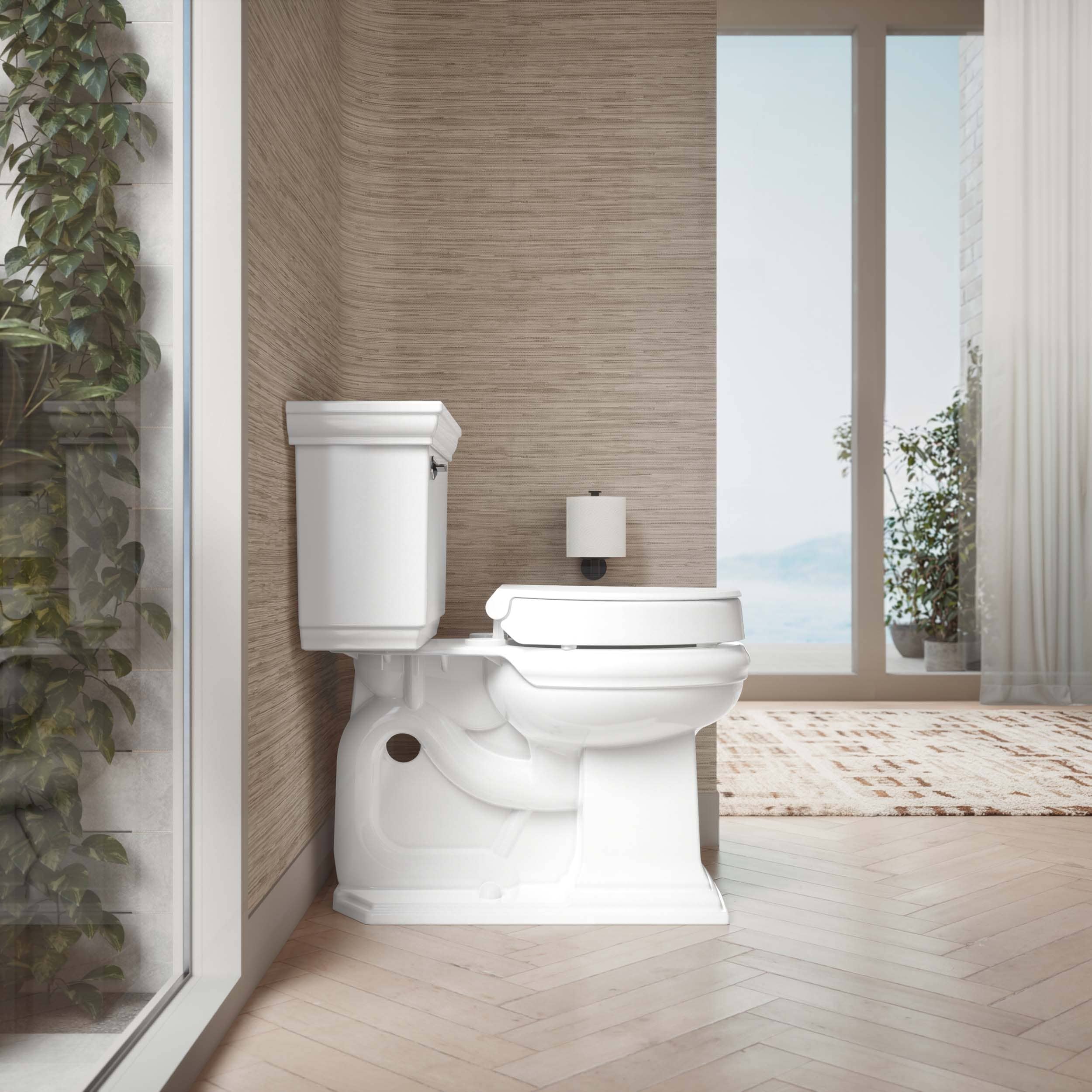 Asiento de inodoro redondo de plástico blanco con cierre suave Hyten de KOHLER