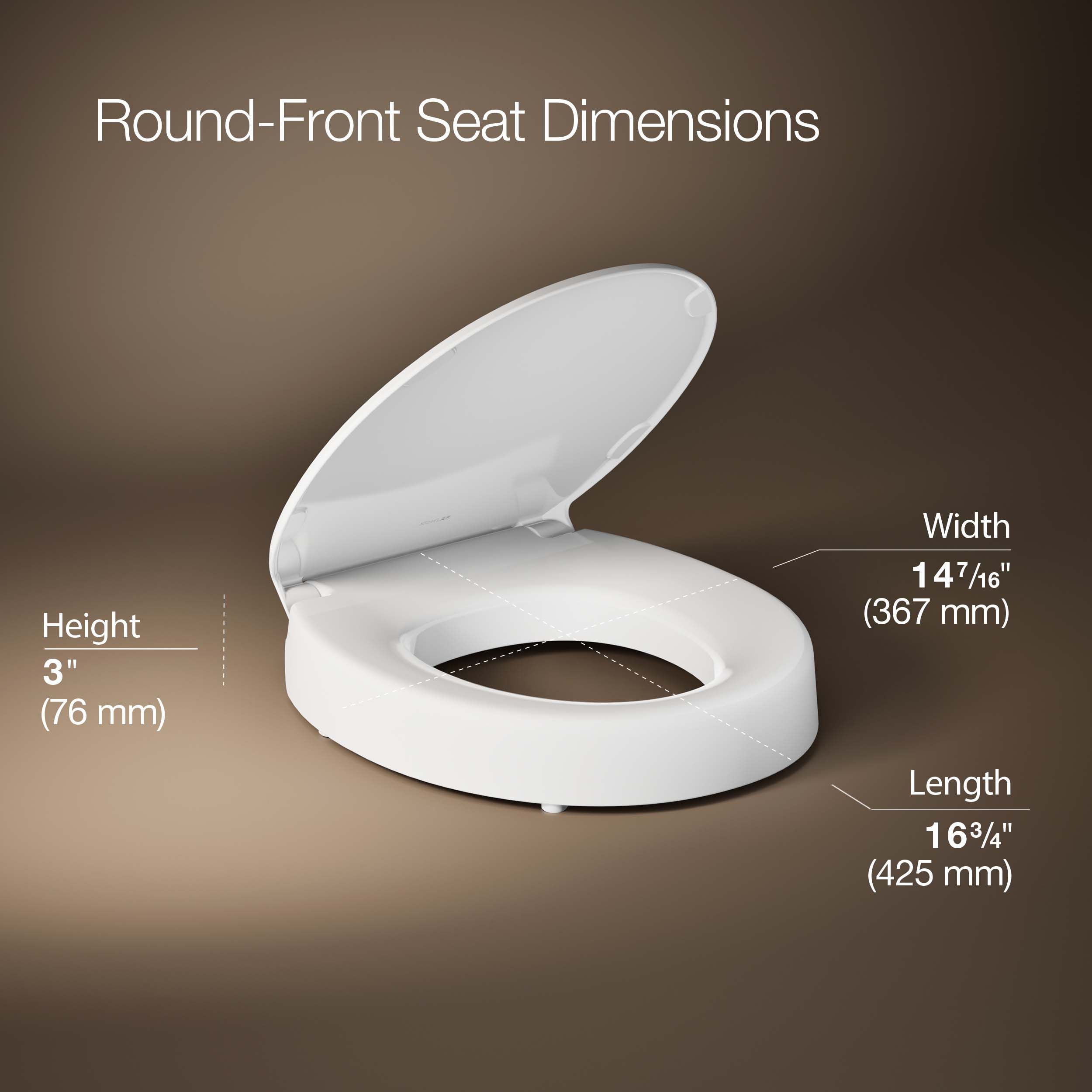 Asiento de inodoro redondo de plástico blanco con cierre suave Hyten de KOHLER