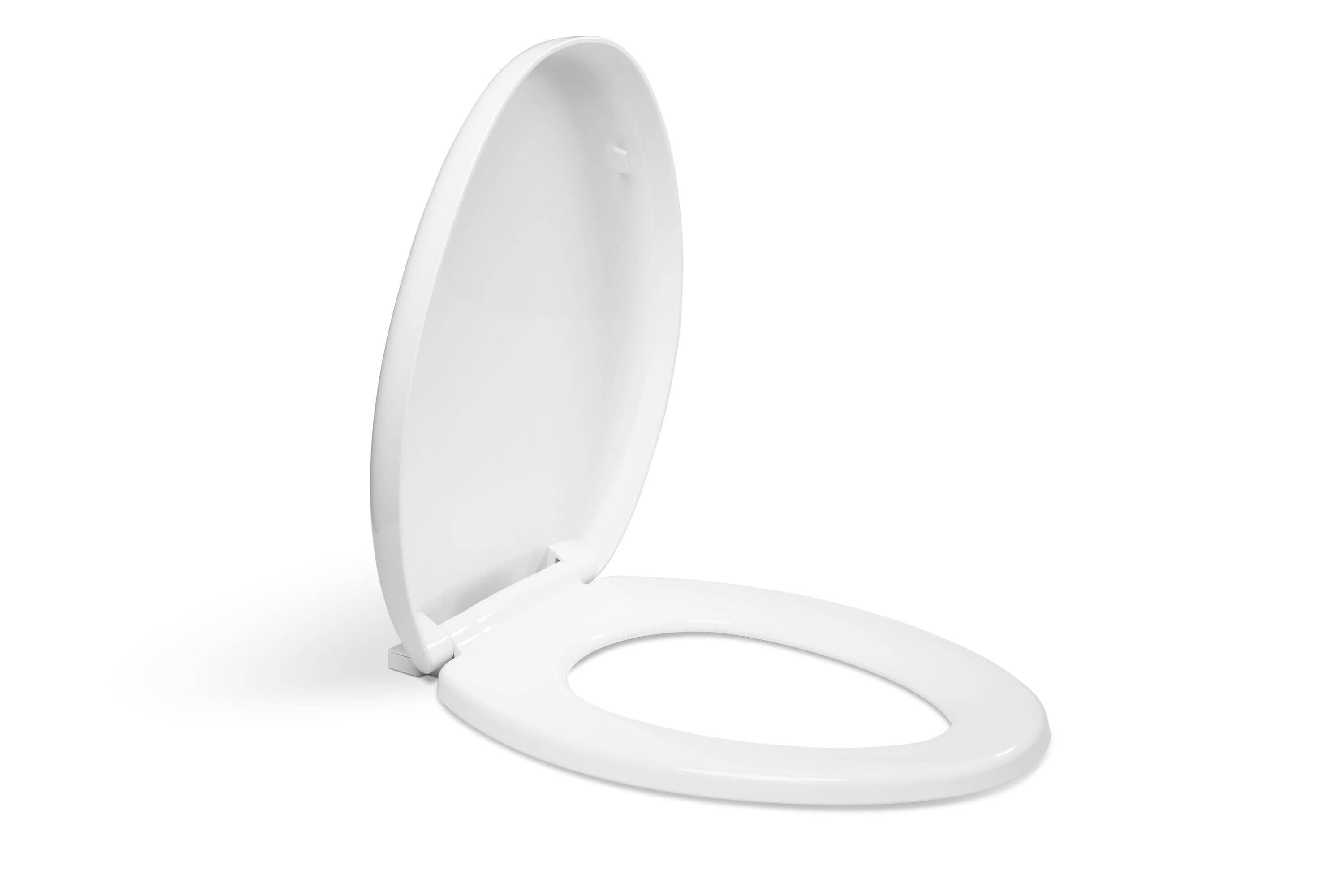Asiento de inodoro alargado de plástico blanco con cierre suave 3850SC-001