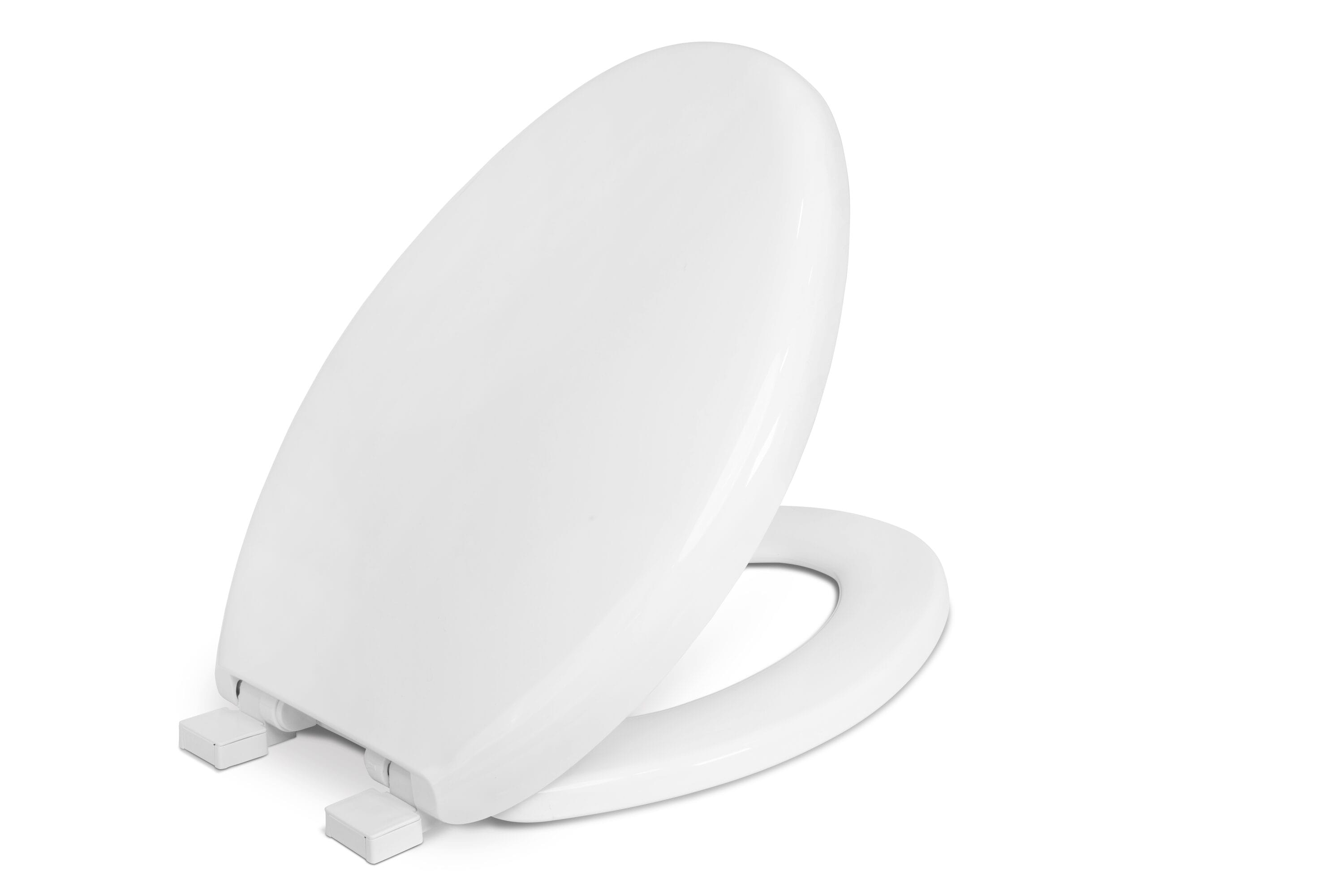 Asiento de inodoro alargado de plástico blanco con cierre suave 3850SC-001