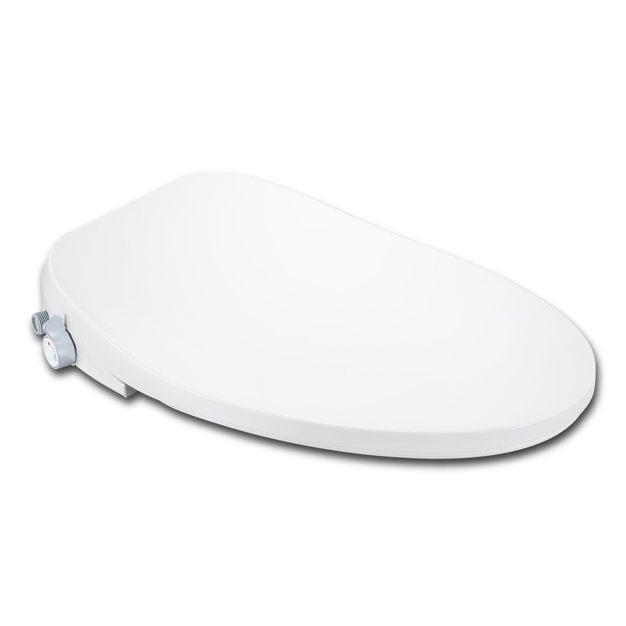Asiento de inodoro con bidé con cierre suave y calentado, alargado de plástico en color blanco de lujo