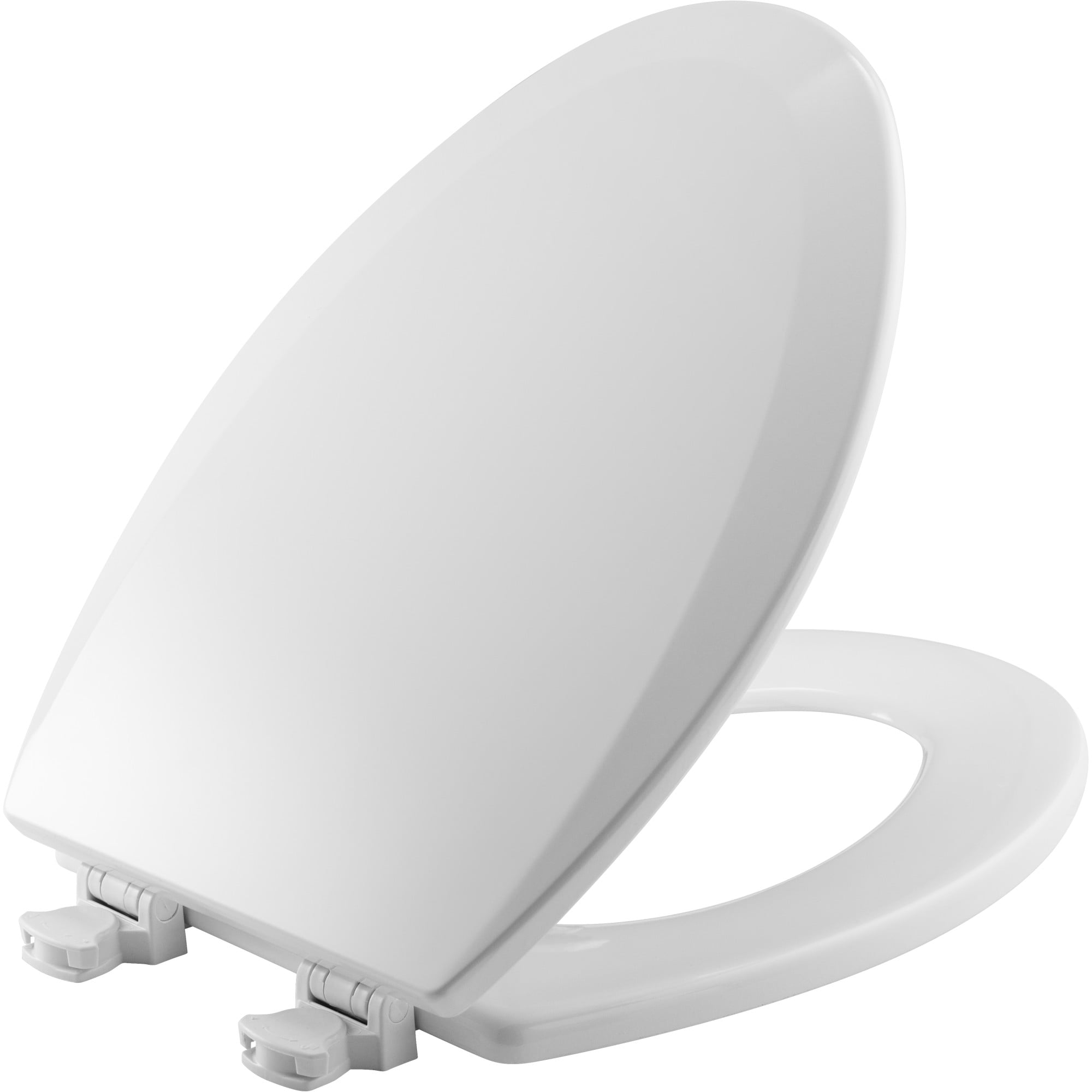 Asiento de Inodoro Alargado Blanco de Madera Fácil de Limpiar Bemis 1500EC 000