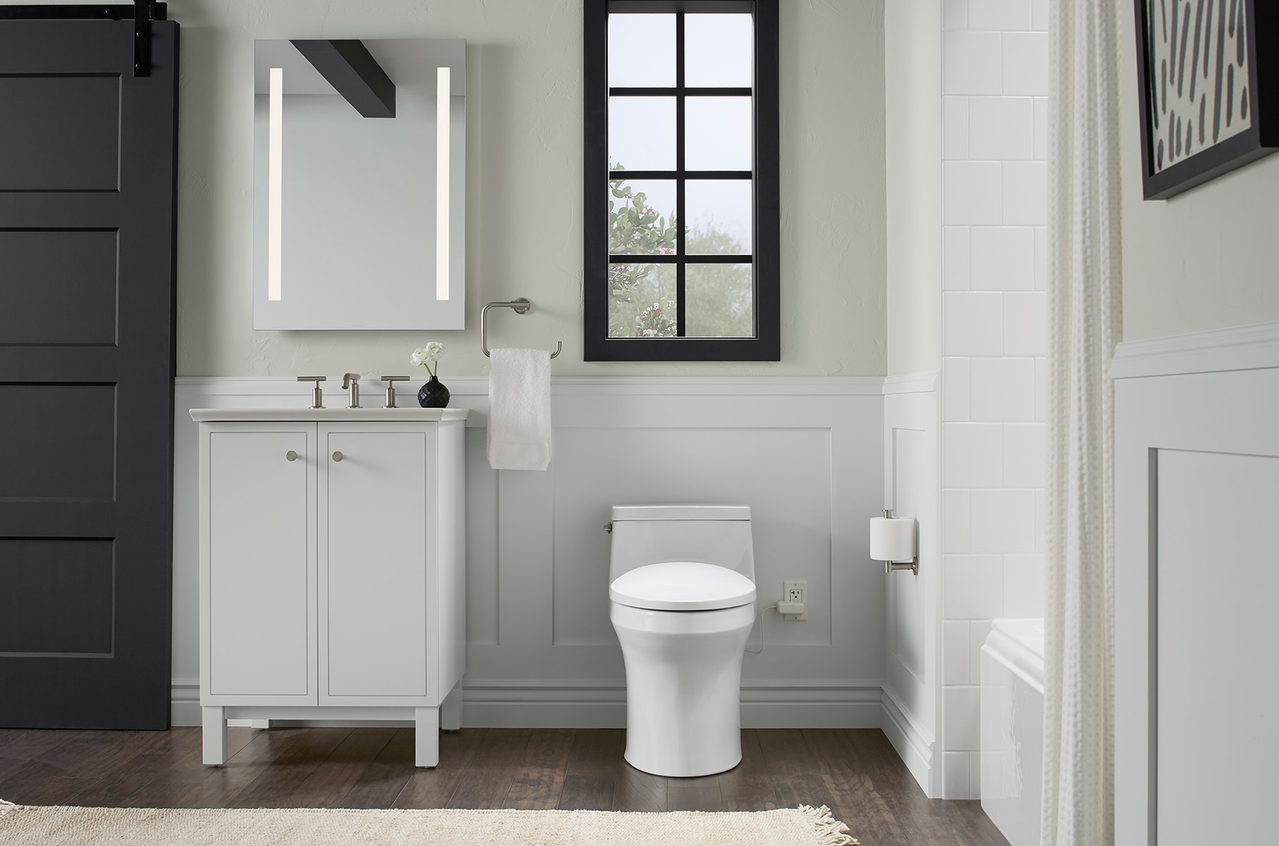 Asiento de inodoro alargado con cierre suave y calefacción inteligente compatible Purewarmth de KOHLER en plástico blanco