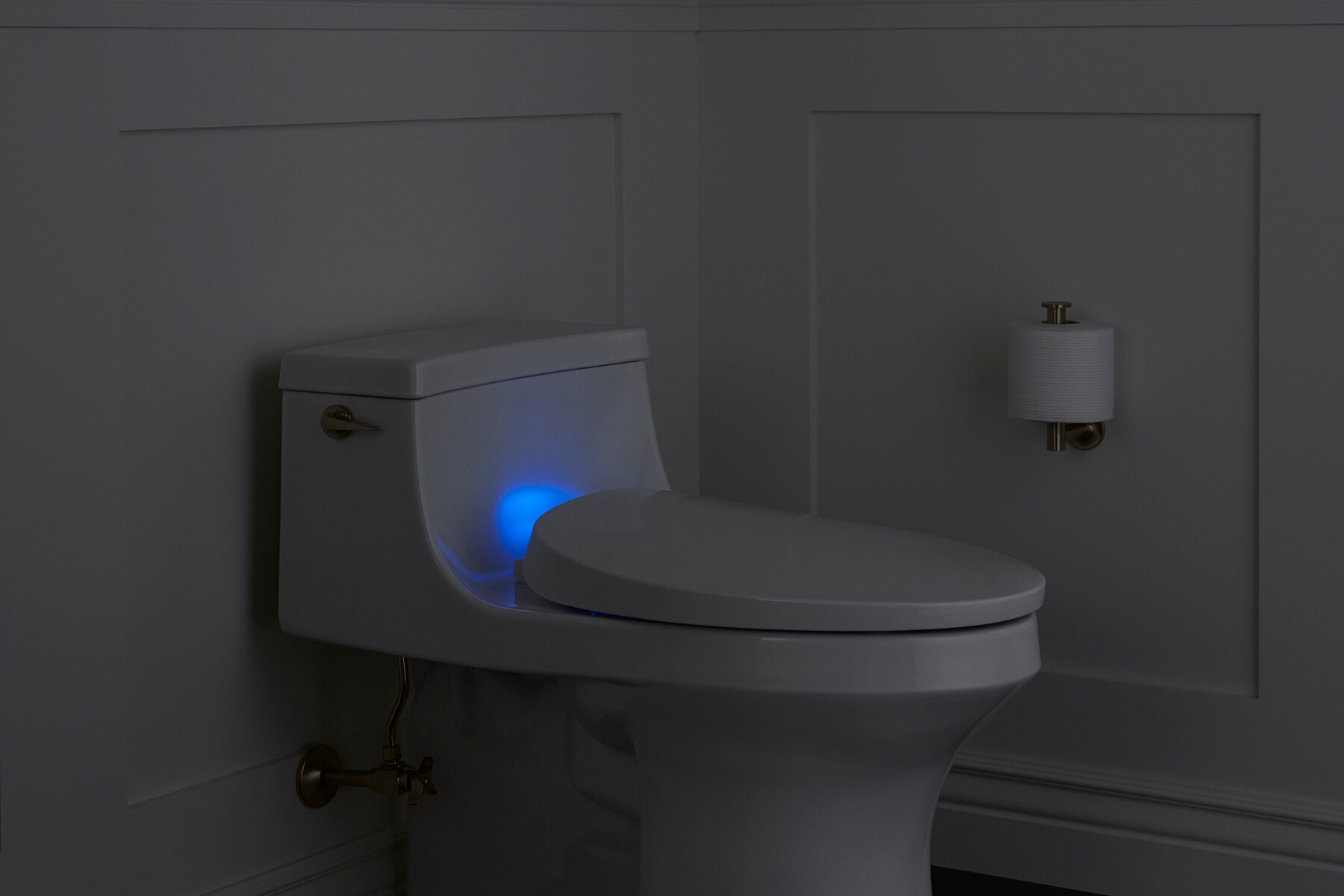 Asiento de inodoro alargado con cierre suave y calefacción inteligente compatible Purewarmth de KOHLER en plástico blanco