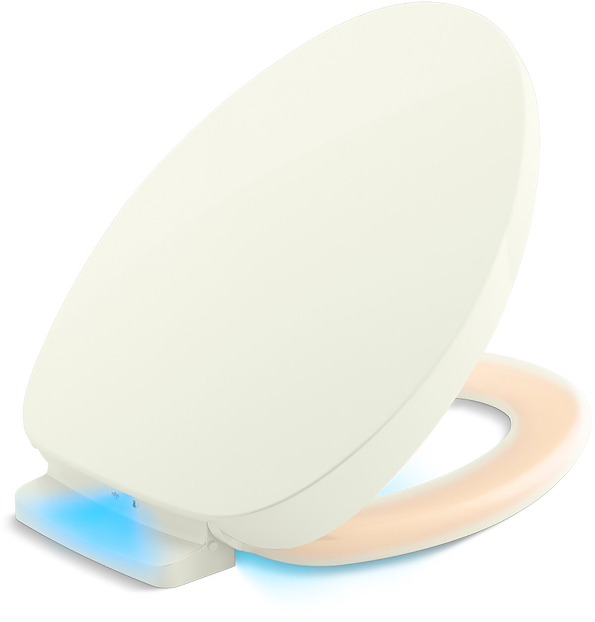 Asiento de Inodoro Caliente con Cierre Suave y Compatible con Tecnología Inteligente, Alargado, Color Crema de plástico KOHLER Purewarmth K-10349-96