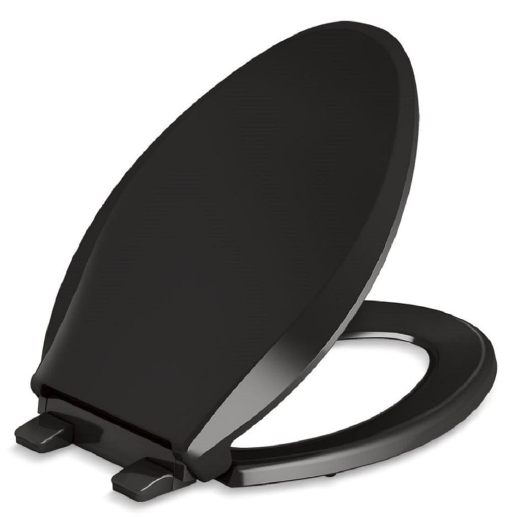 Asiento de Inodoro Negro alargado con Cierre Suave KOHLER de Plástico 4636-RL-7