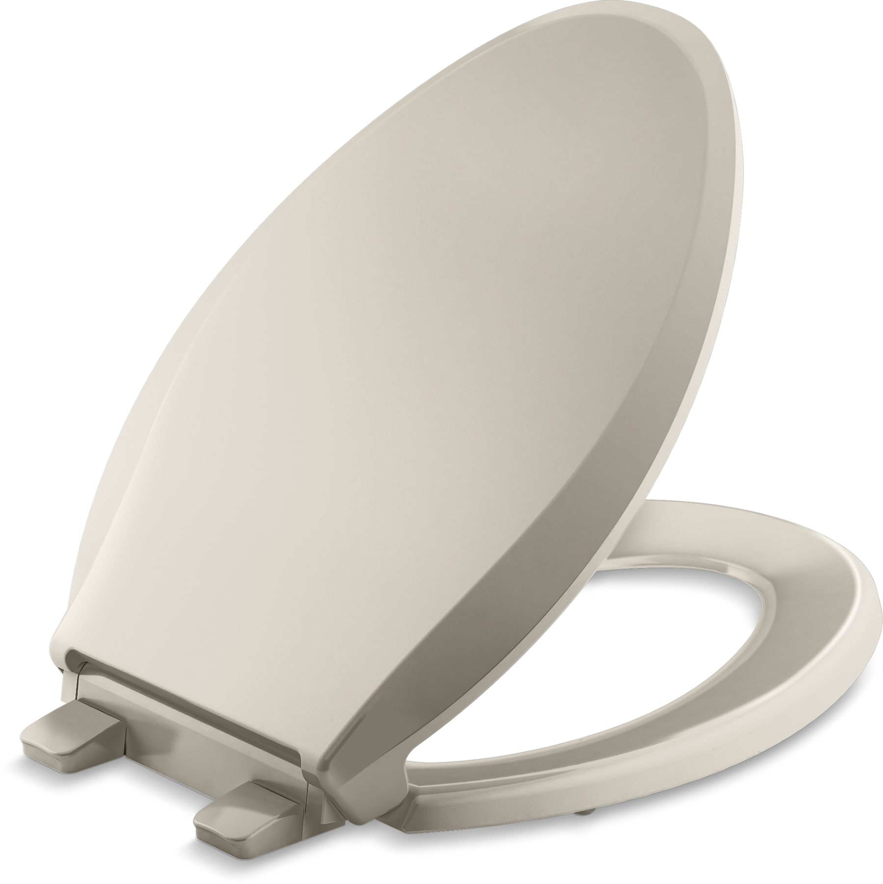 Asiento de inodoro alargado de cierre suave en plástico color arena de KOHLER Cachet K-4636-RL-G9