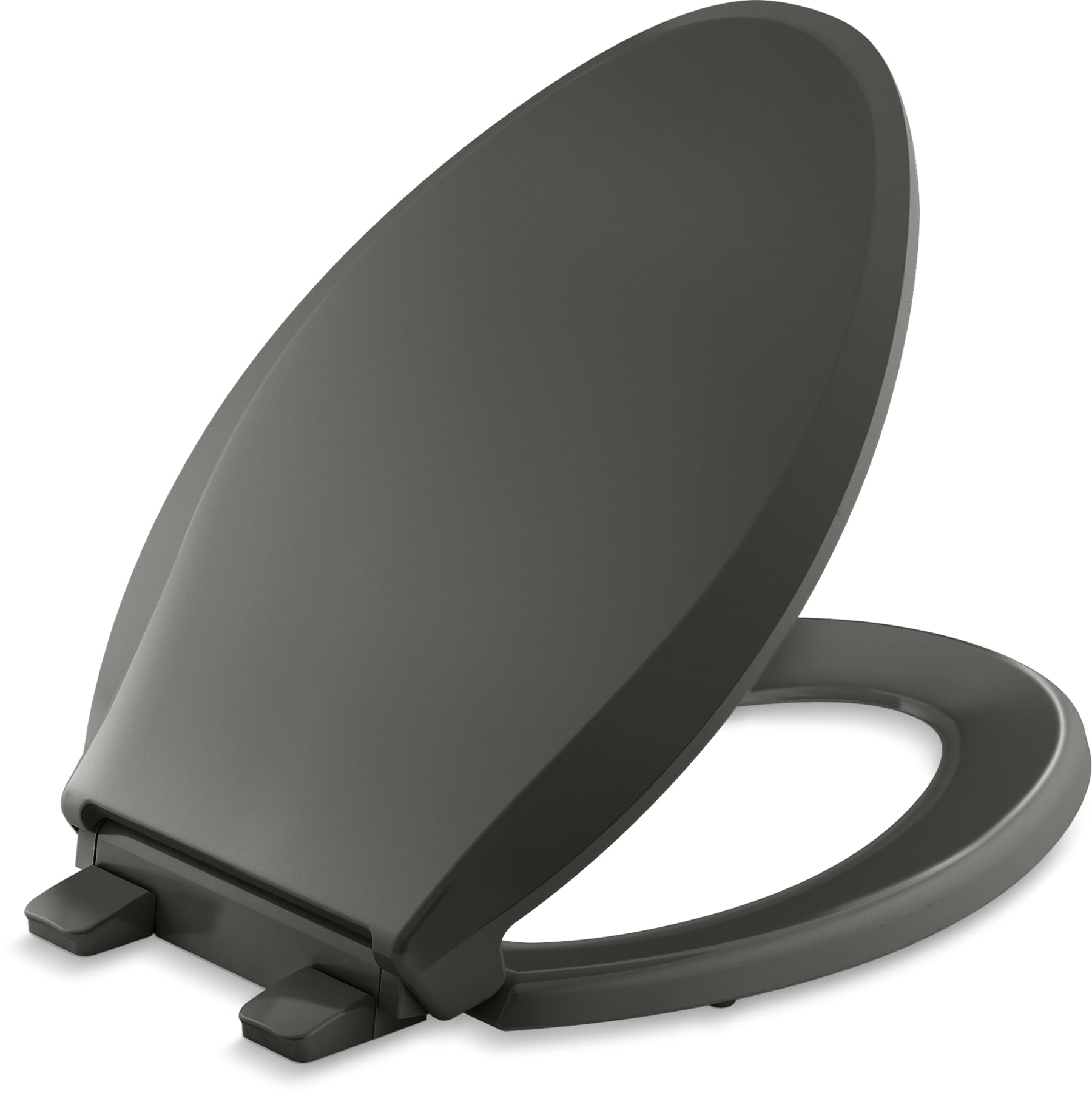 Asiento de inodoro alargado con cierre suave en color gris tormenta de plástico Cachet de KOHLER K-4636-RL-58.