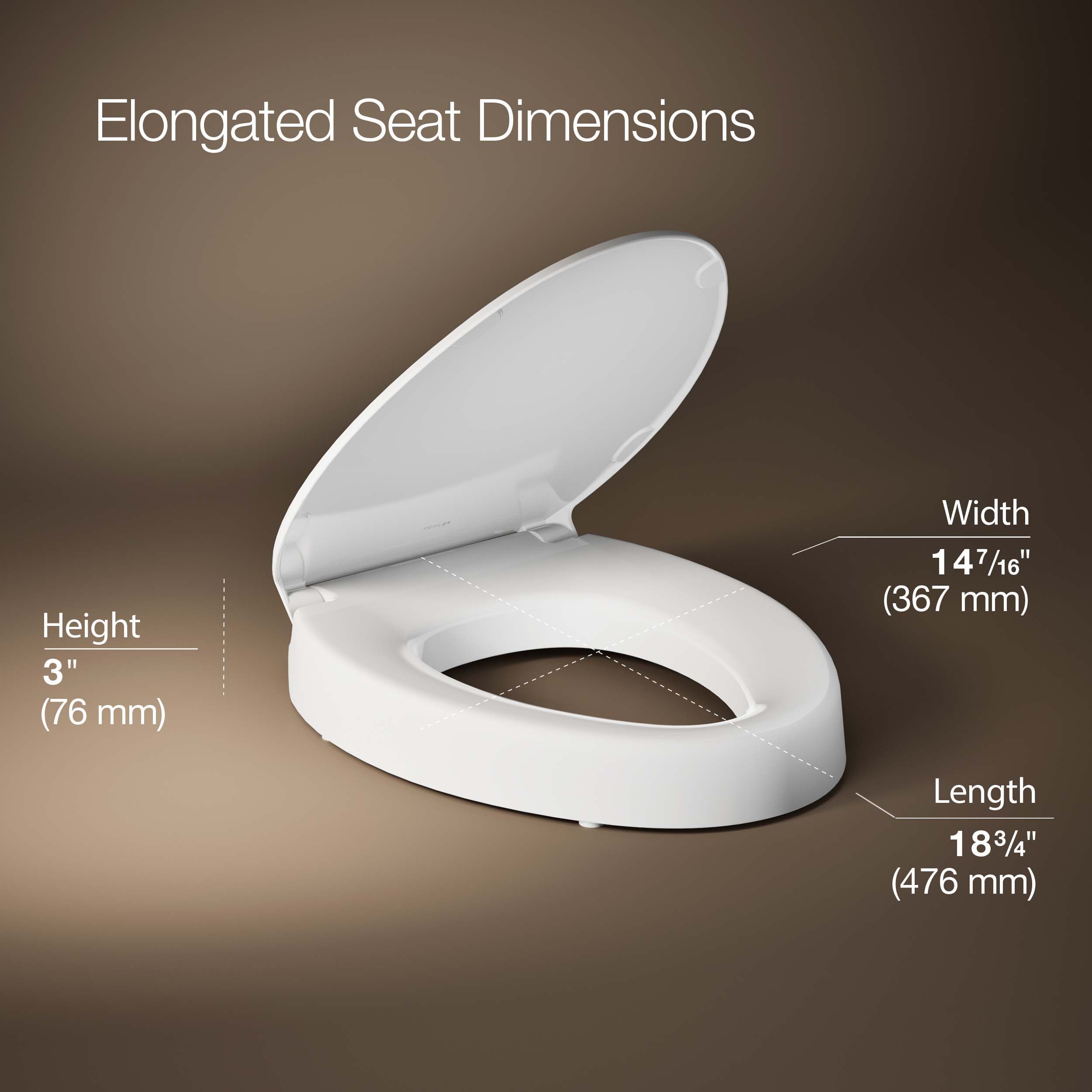 Asiento de inodoro alargado de cierre suave en plástico blanco Hyten de KOHLER 25875-0