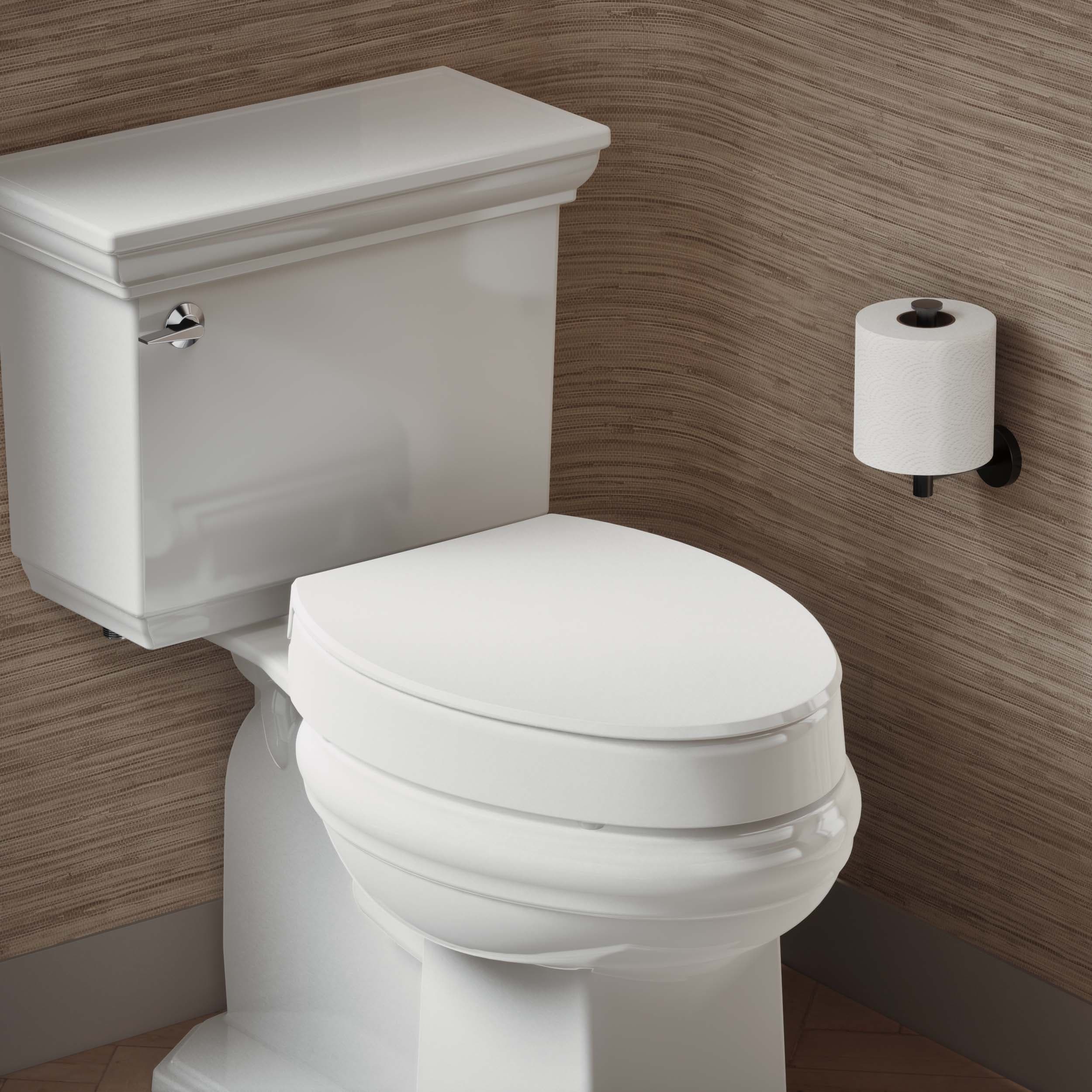Asiento de inodoro alargado de cierre suave en plástico blanco Hyten de KOHLER 25875-0