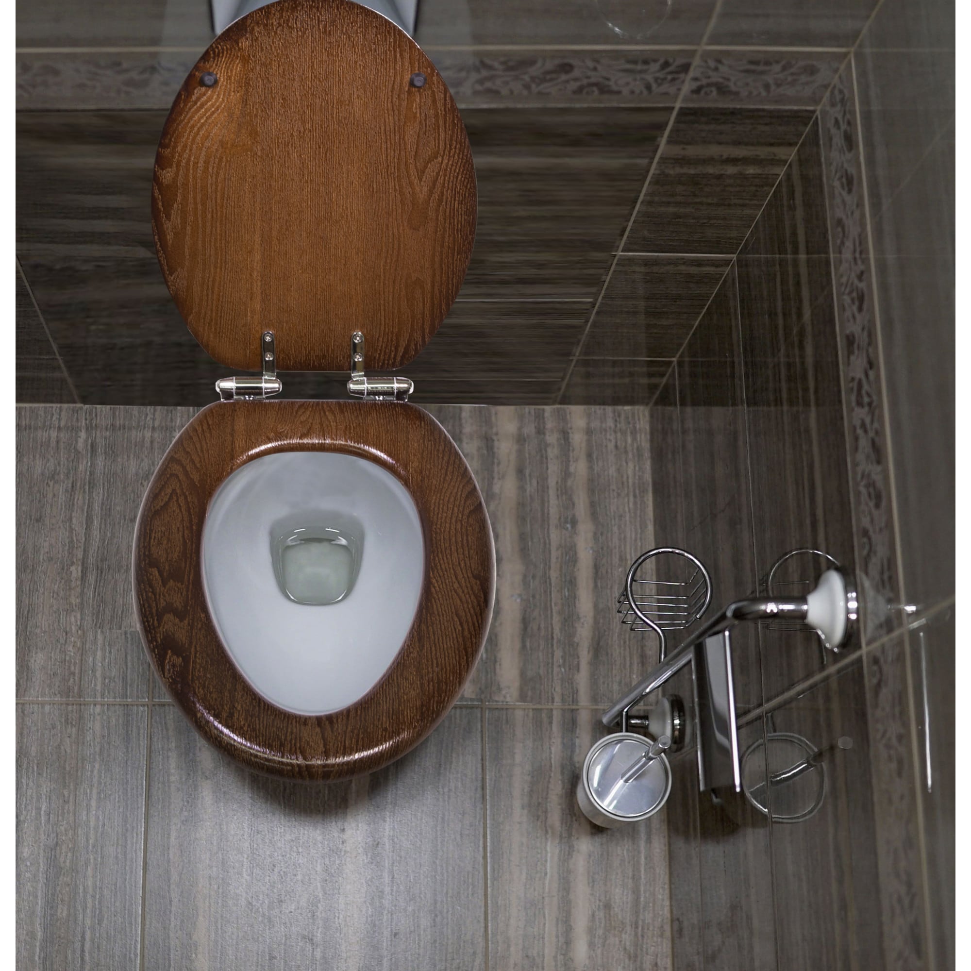 Asiento de baño alargado de cierre suave en madera de Java de Design House Dalton
