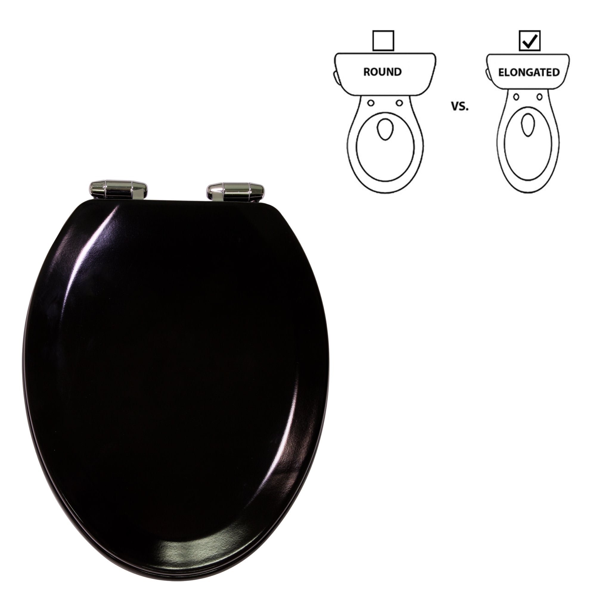 Asiento de baño alargado de madera negra con cierre suave de la casa de diseño Dalton 560235-BLK