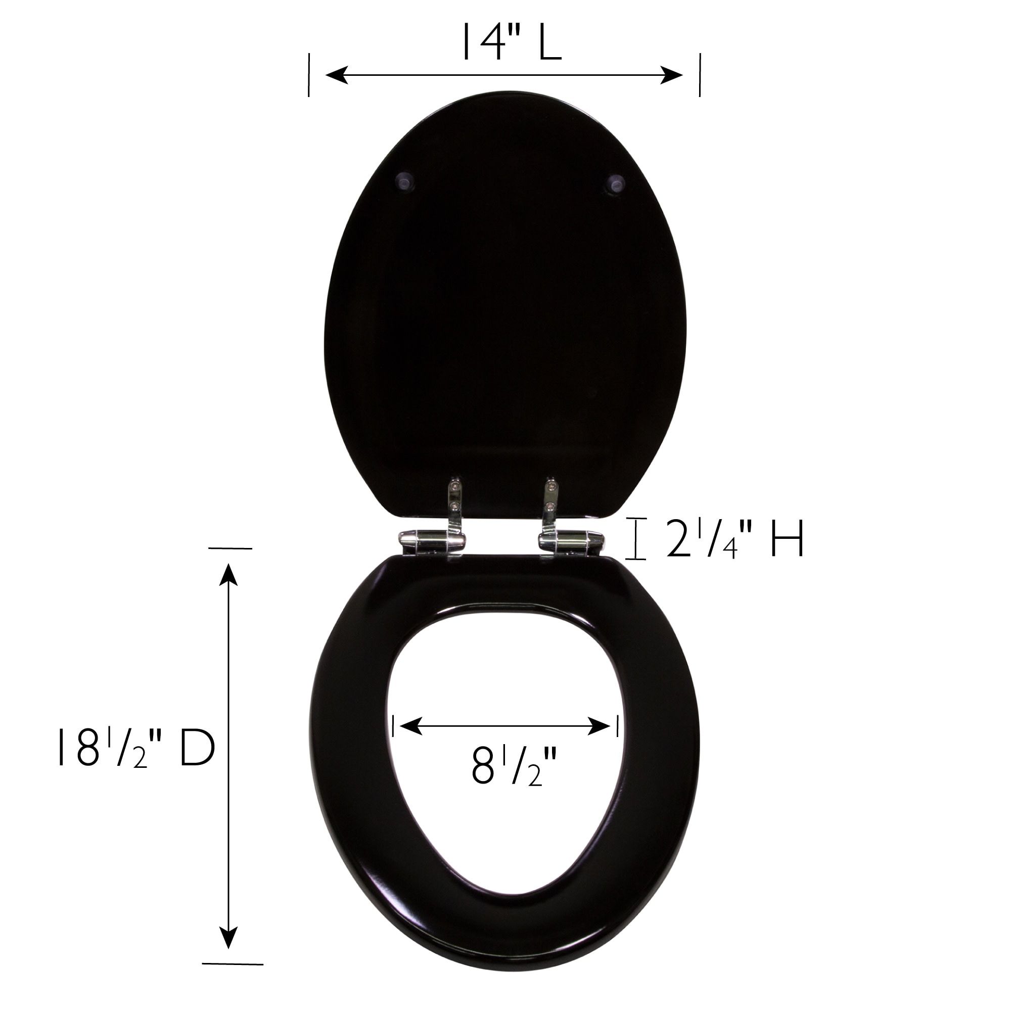 Asiento de baño alargado de madera negra con cierre suave de la casa de diseño Dalton 560235-BLK