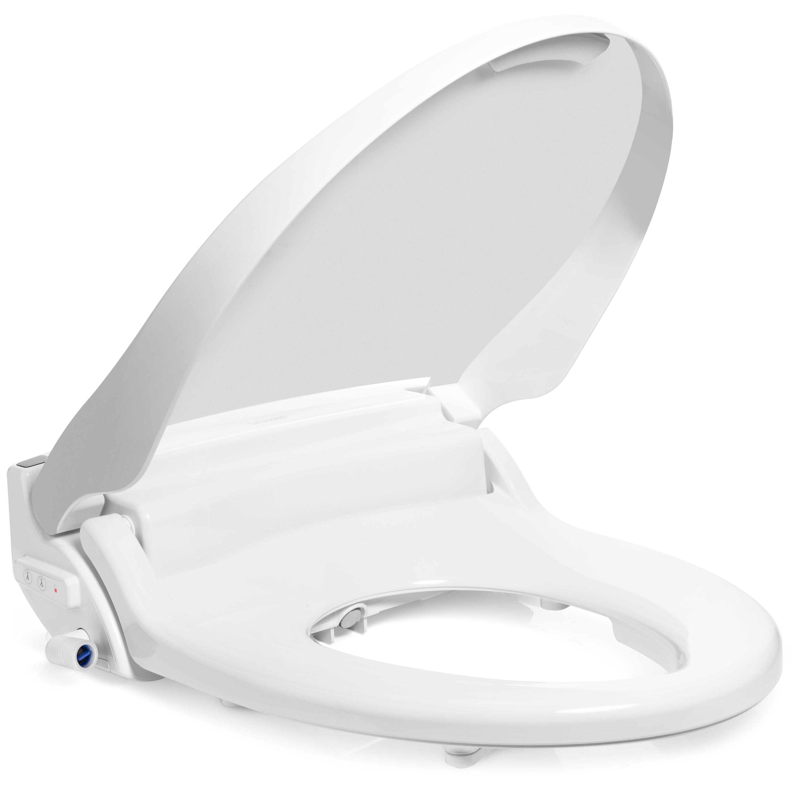 Asiento de baño con bidé eléctrico, alargado, blanco y con cierre suave y calefacción