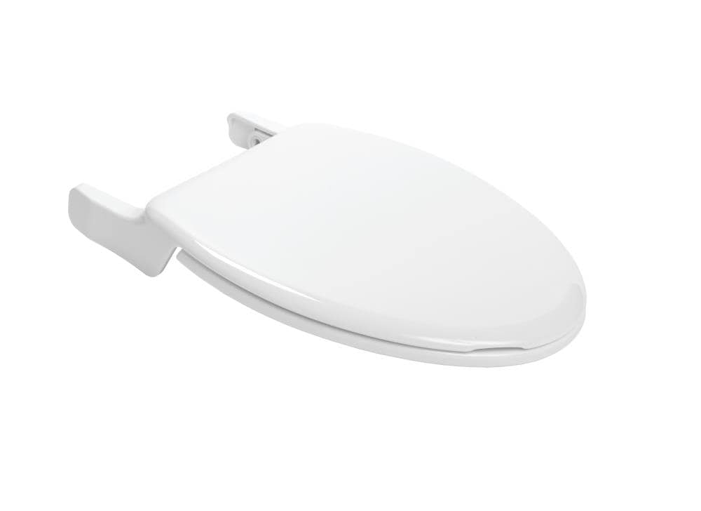 Asiento de inodoro alargado de plástico blanco con cierre suave Vanquish de Mansfield SB4000