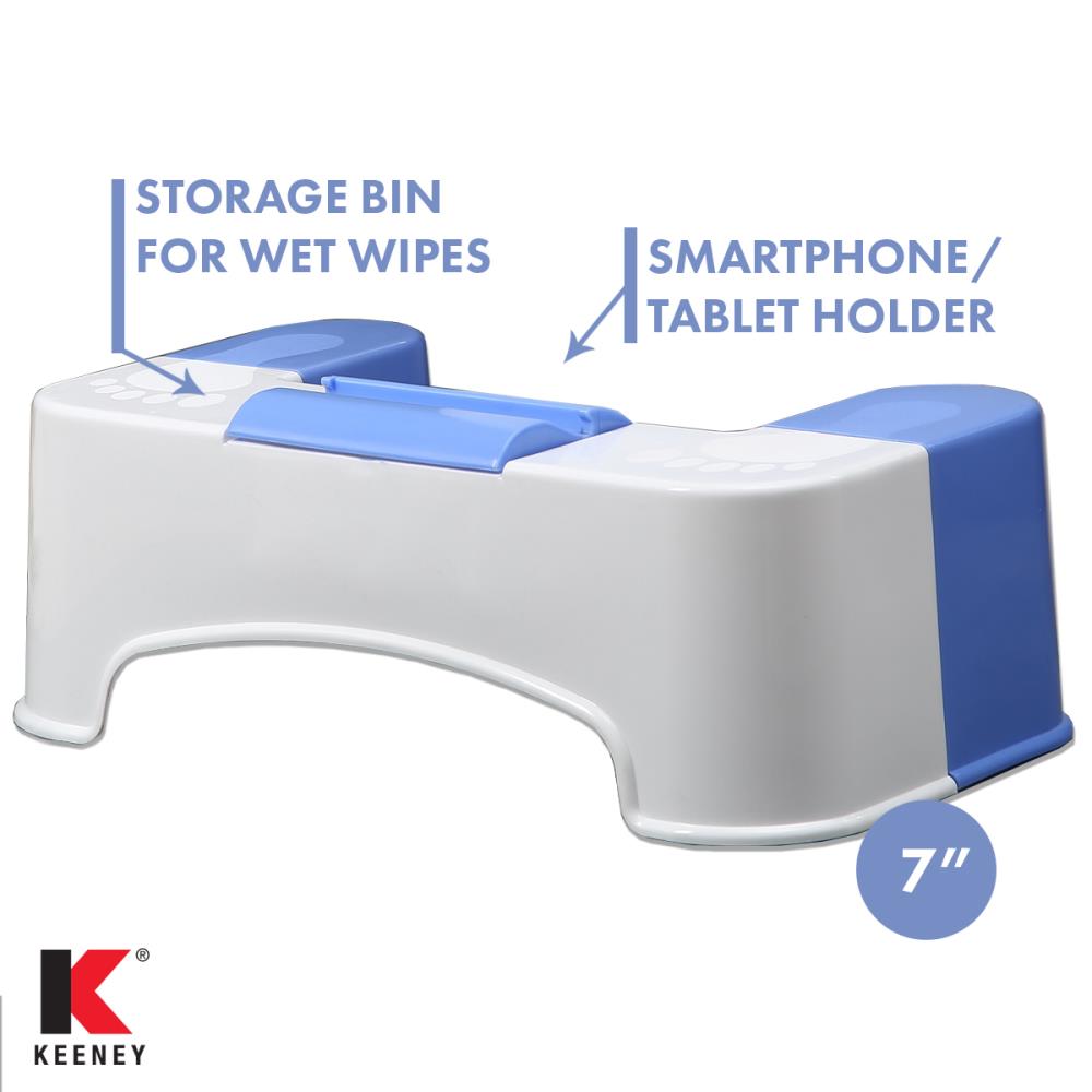 Taburete para baño azul/blanco de 7 pulgadas Keeney Keeney SQT1C