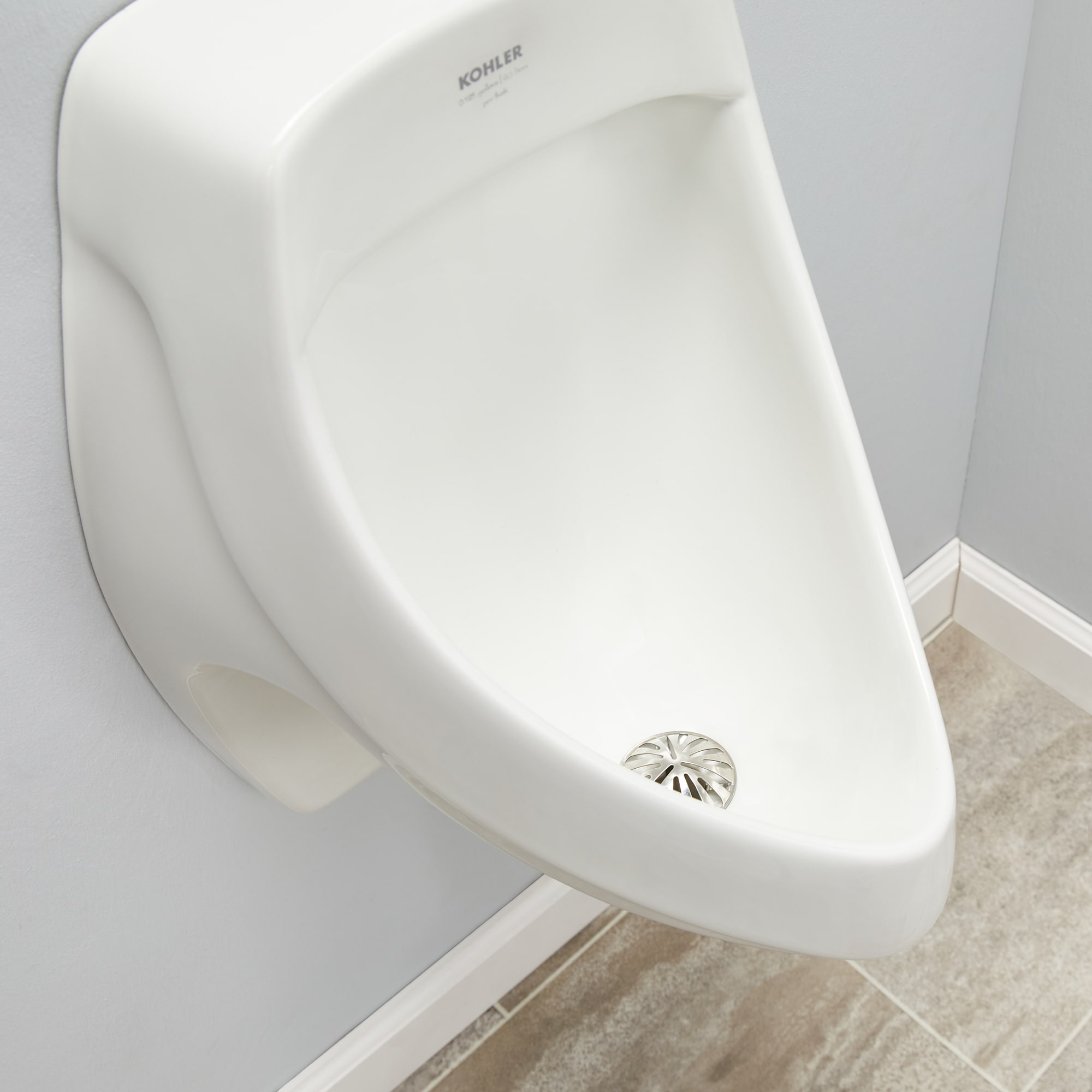 Mingitorio sin contacto montado en la pared con tecnología WaterSense blanco de 1.0 GPF (3.79 LPF) de KOHLER (13.75 pulgadas x 20.75 pulgadas) 5452-ET-0