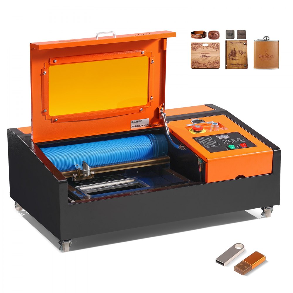 VEVOR 40W Desktop CO2 Laser Engraver, 12 x 8 in, 11.8 IPS Laser Cutter Machine with Water-Cooled Laser Tube, Compatible with CorelDRAW, Windows XP 7 8 10, EMF, JPG, PLT, WMF, for Wood Acrylic Fabric - YCO23020CM40WMBB6V1