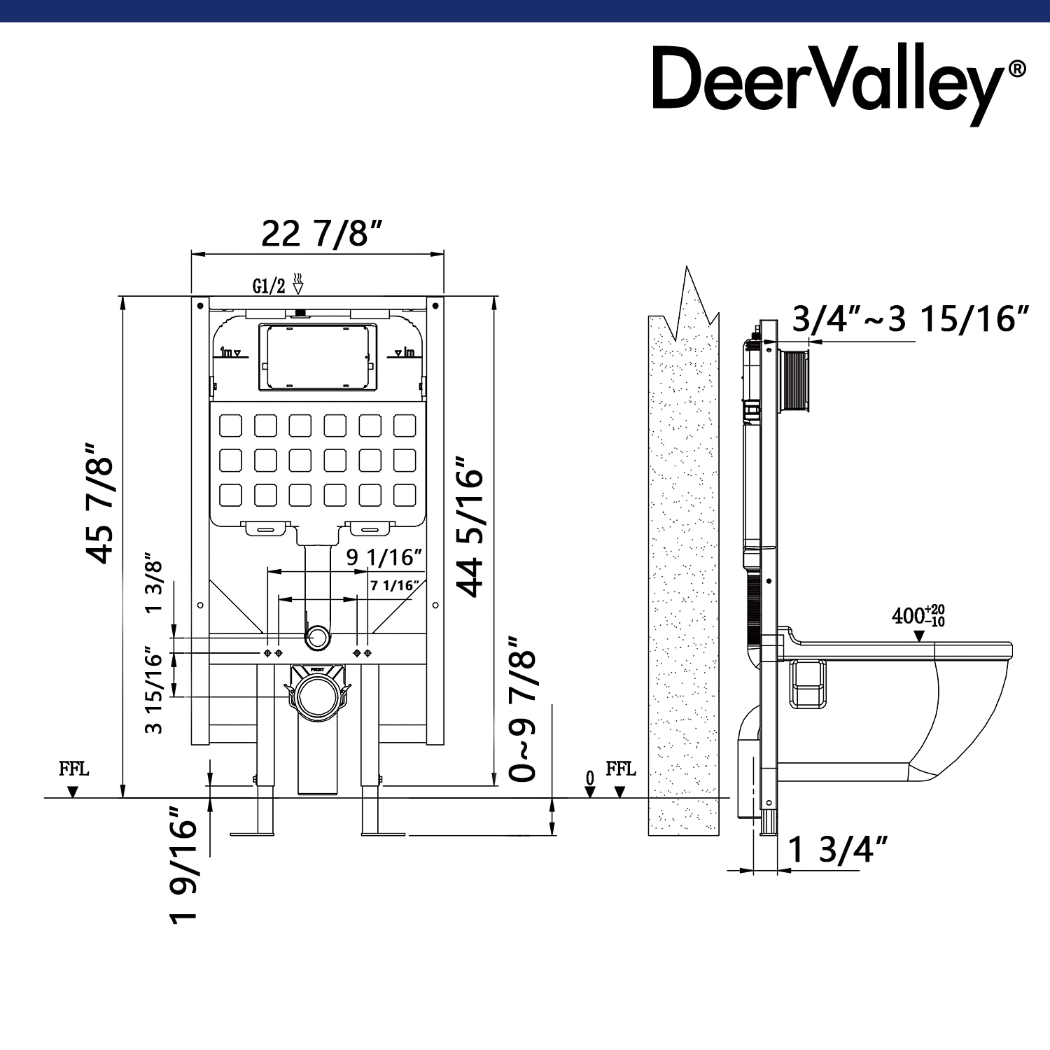 Tanque de inodoro de doble descarga de alta eficiencia DeerValley White 1.6 GPF DV-1C0087