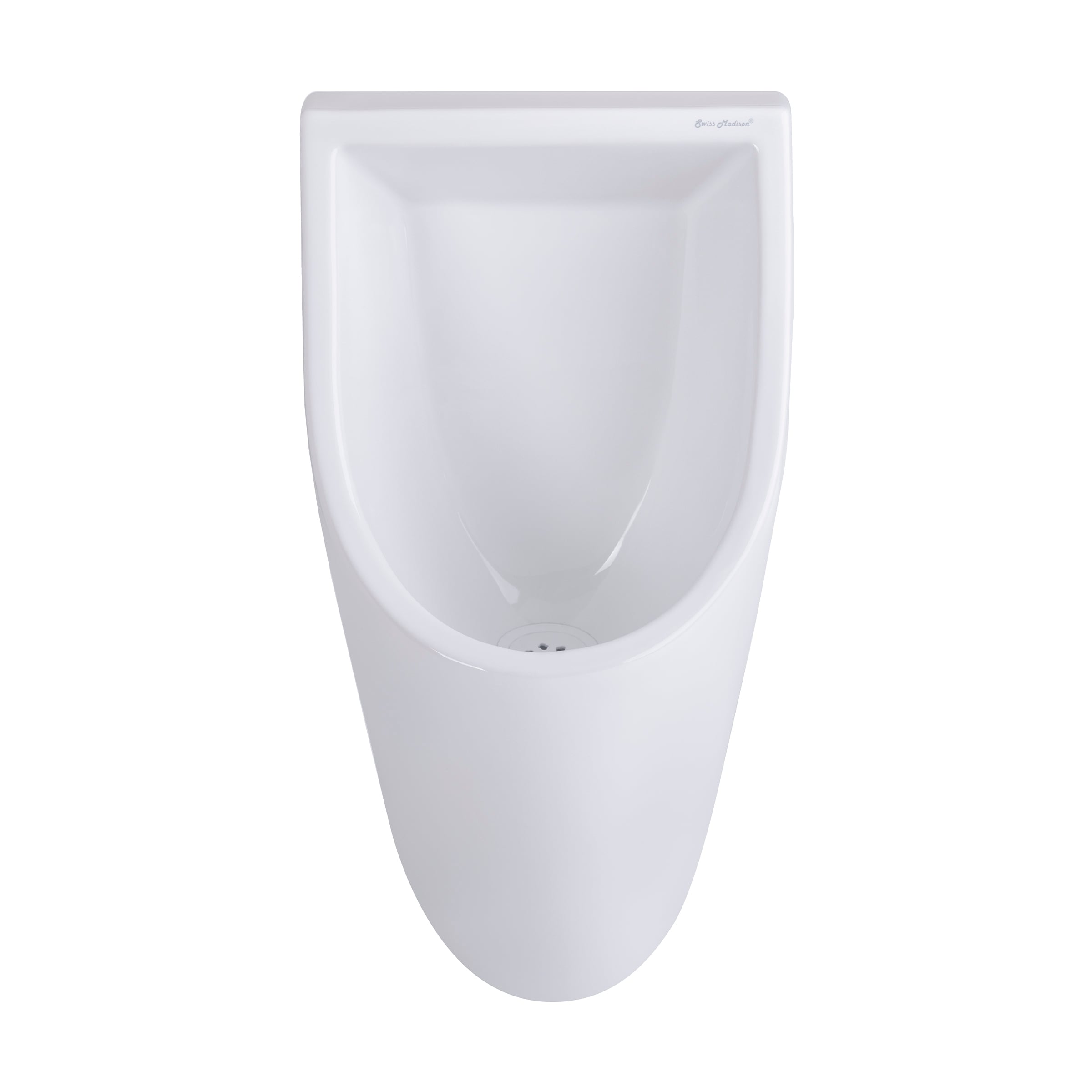 Orinal sin agua montado en la pared de color blanco brillante de Swiss Madison con 0 GPF (0 LPF) (14 pulgadas x 25 pulgadas) SM-25-UTLAU03WH