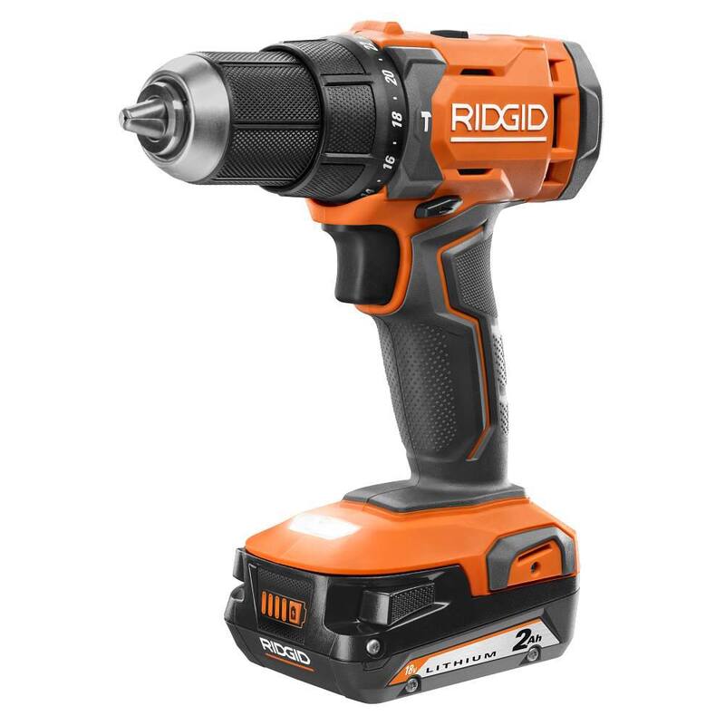 KIT DE TALADRO DE MARTILLO INALÁMBRICO RIDGID de 18 voltios con batería de 2.0 Ah, cargador y bolsa - R860012K