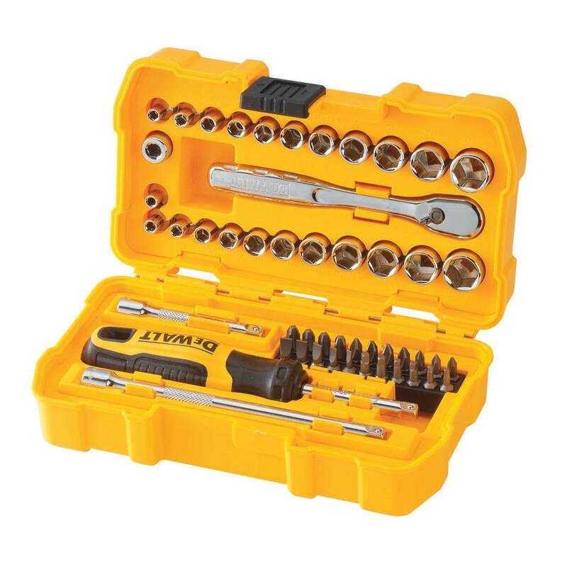 Juego de herramientas mecánicas DEWALT 1/4 pulg. SAE y métrico (50 piezas) - DWMT81610