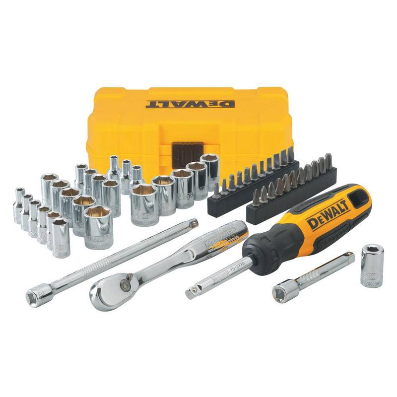 Juego de herramientas mecánicas DEWALT 1/4 pulg. SAE y métrico (50 piezas) - DWMT81610