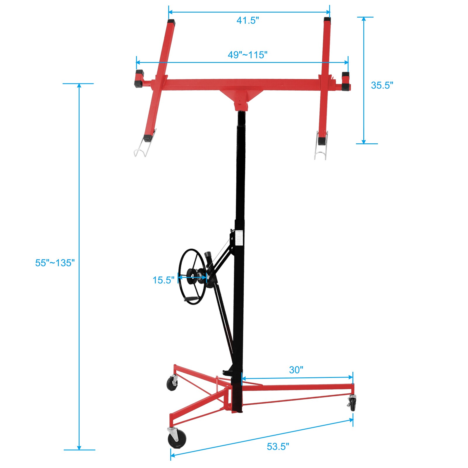 Montacargas de yeso de 11 pies de altura con capacidad de carga de 150 libras de acero - Modelo ZX-D0102HI68MW