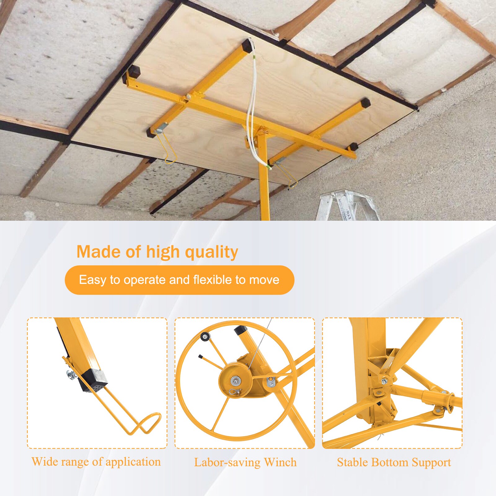 Malacate de yeso amarillo de 11 pies Maocao Hoom con capacidad de carga de 150 libras BH-7FYIJ