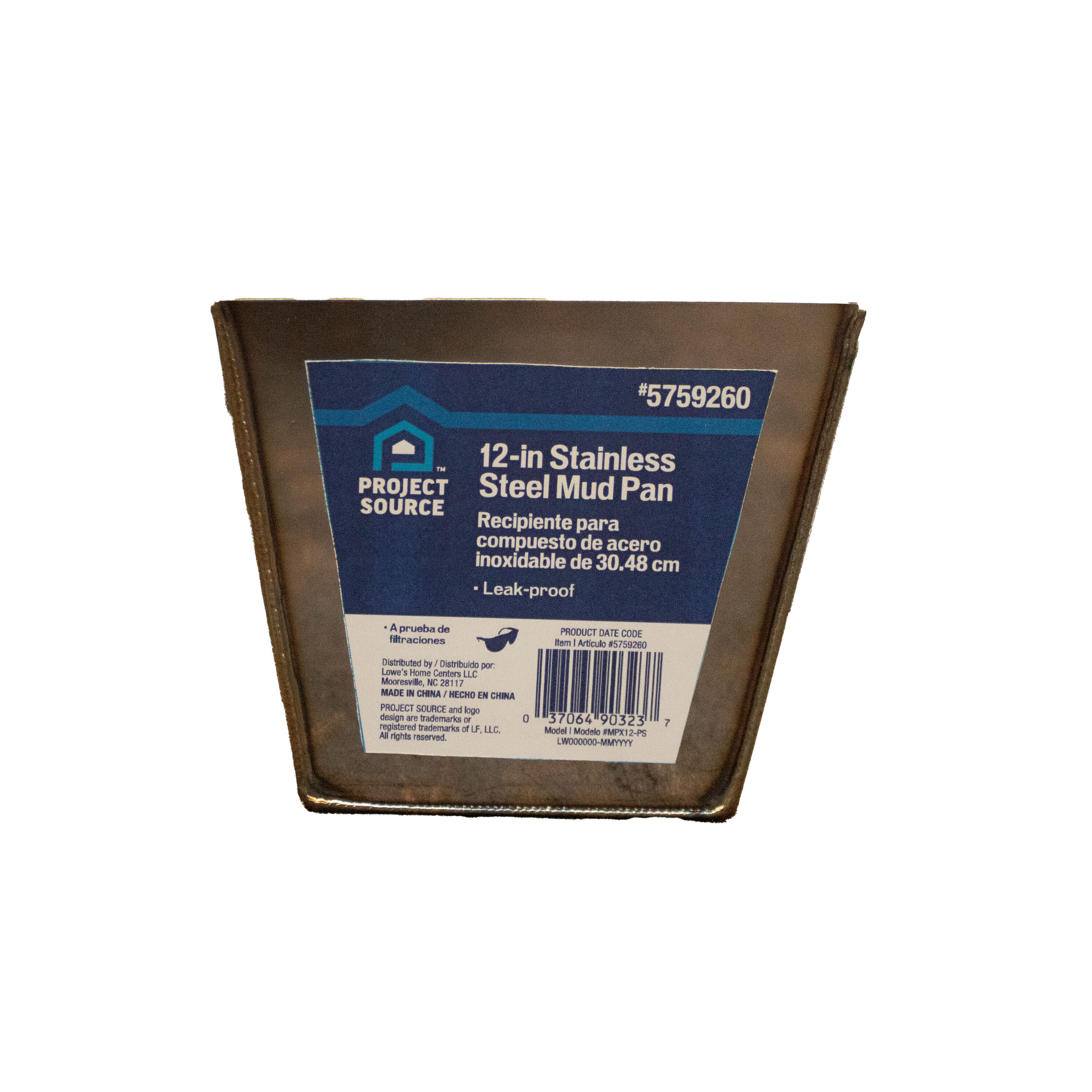 Charola de Acero Inoxidable para Masilla de Yeso de 12 pulgadas x 4.25 pulgadas x 3.5 pulgadas de Profundidad, Marca Proyecto Origen MPX12-PS