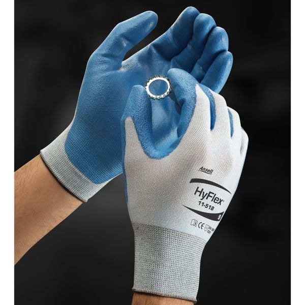 Guantes recubiertos resistentes al corte Ansell, Nivel de corte A2, calibre 18, azul, XL (10) - 11-518
