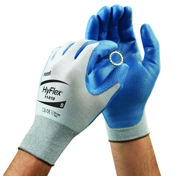 Guantes recubiertos resistentes al corte Ansell, Nivel de corte A2, calibre 18, azul, XL (10) - 11-518