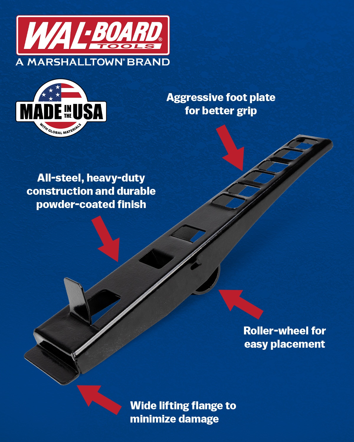 Elevador de rollos de tablaroca de carbono/acero con capacidad de carga de 120 lb de 0.25 pies - WAL-BOARD TOOLS WBRL-L