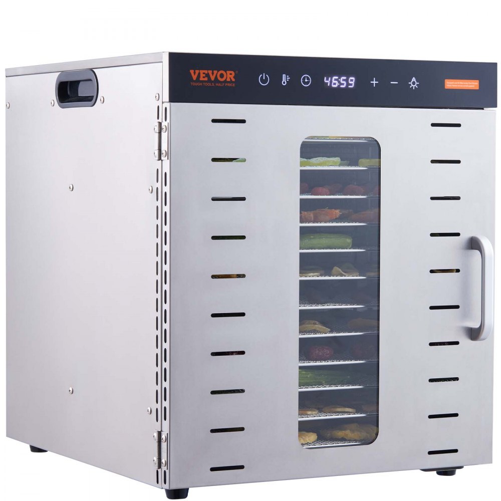 VEVOR Food Dehydrator Machine, 10 Stainless Steel Trays, 1000W Electric Food Dryer with Digital Adjustable Timer & Temperature for Jerky, Herb, Meat, Beef, Fruit, Dog Treats and Vegetables - SP1005481000WM6IMV1