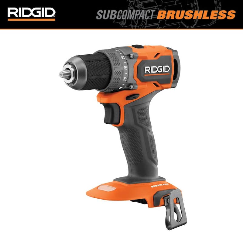 RIDGID Taladro/destornillador inalámbrico sin escobillas SubCompact de 1/2 pulg. de 18V (sólo herramienta) - R87012B