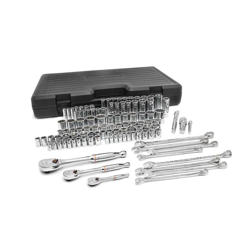 Juego de herramientas mecánicas estándar y profundo SAE/Métrico de GEARWRENCH de 1/4, 3/8 y 1/2 pulgadas de unidad (110 piezas) - 89058
