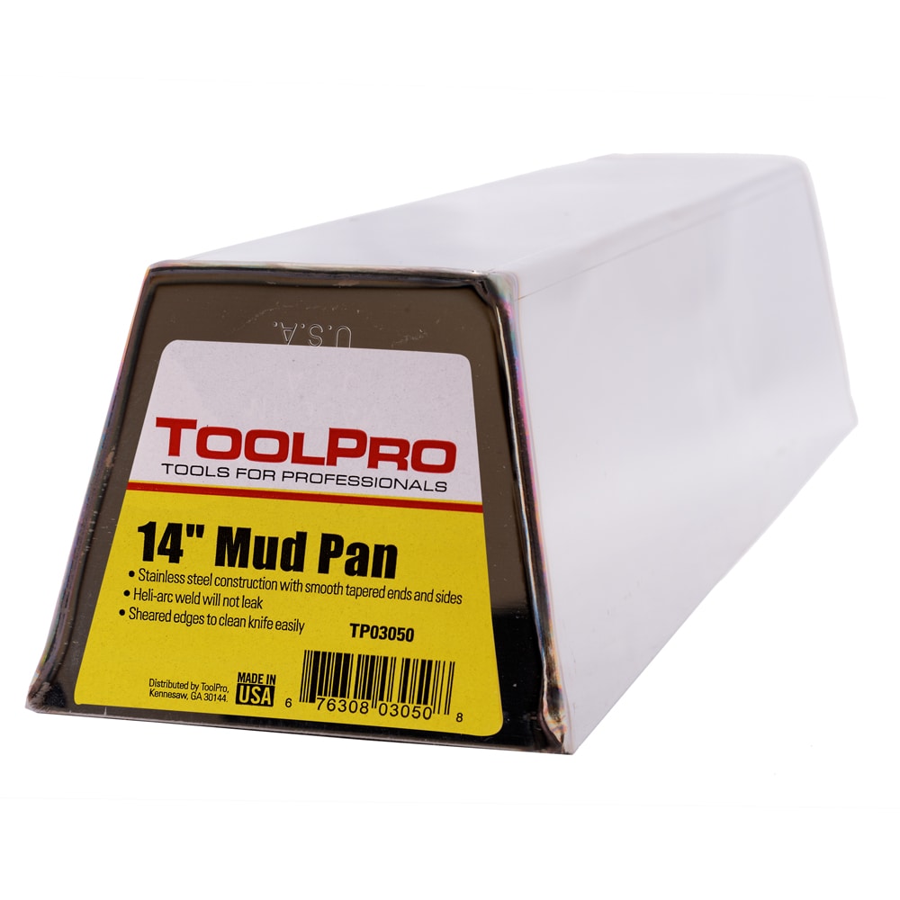 Bandeja de barro de acero inoxidable de 14 pulgadas con agarre de ToolPro - 14 pulgadas de largo x 5 pulgadas de ancho x 4 pulgadas de profundidad
