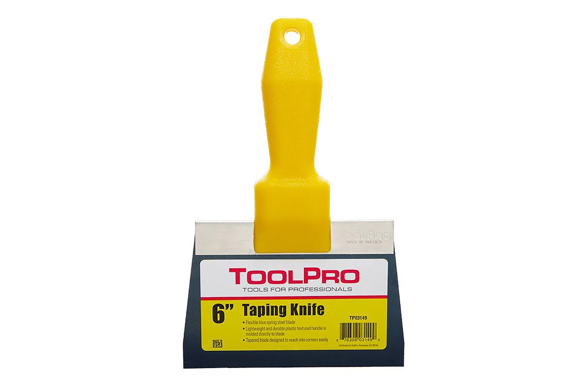 Espátula de acero azul ToolPro de 6 pulgadas 0.05 pulgadas x 6 pulgadas Espátula de yesero de acero TP03149