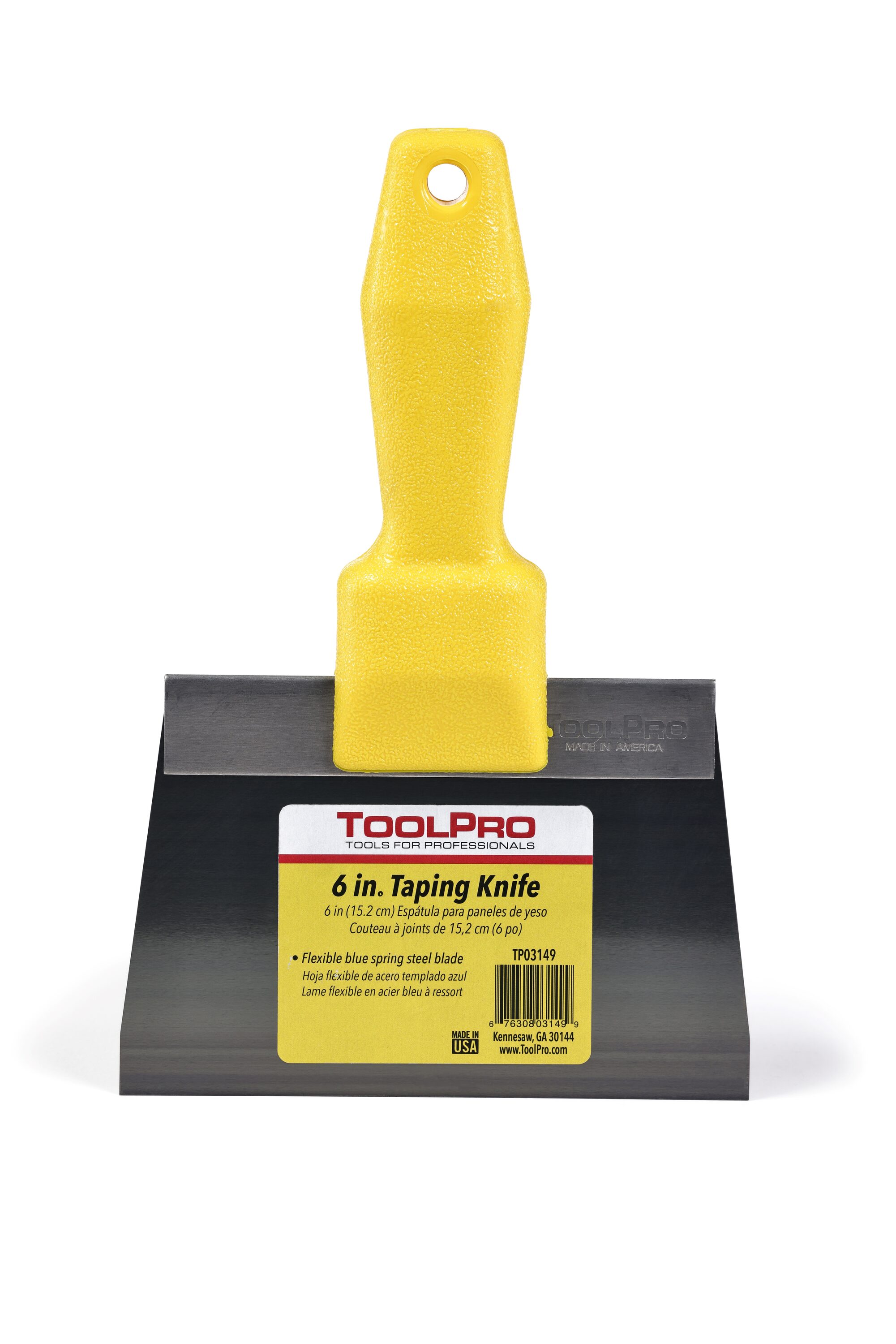 Espátula de acero azul ToolPro de 6 pulgadas 0.05 pulgadas x 6 pulgadas Espátula de yesero de acero TP03149